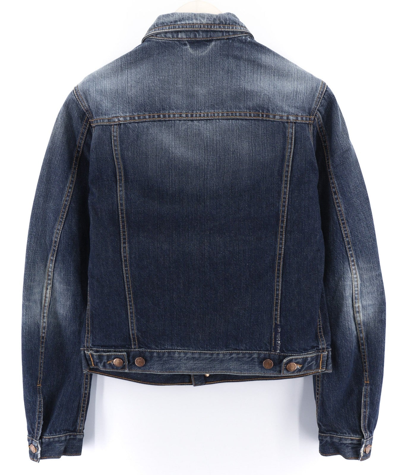 NUDIE JEANS Terry Org. Kontrastingi vyriški S dydžio mėlyni polo marškinėliai išblukinto organinio džinso 