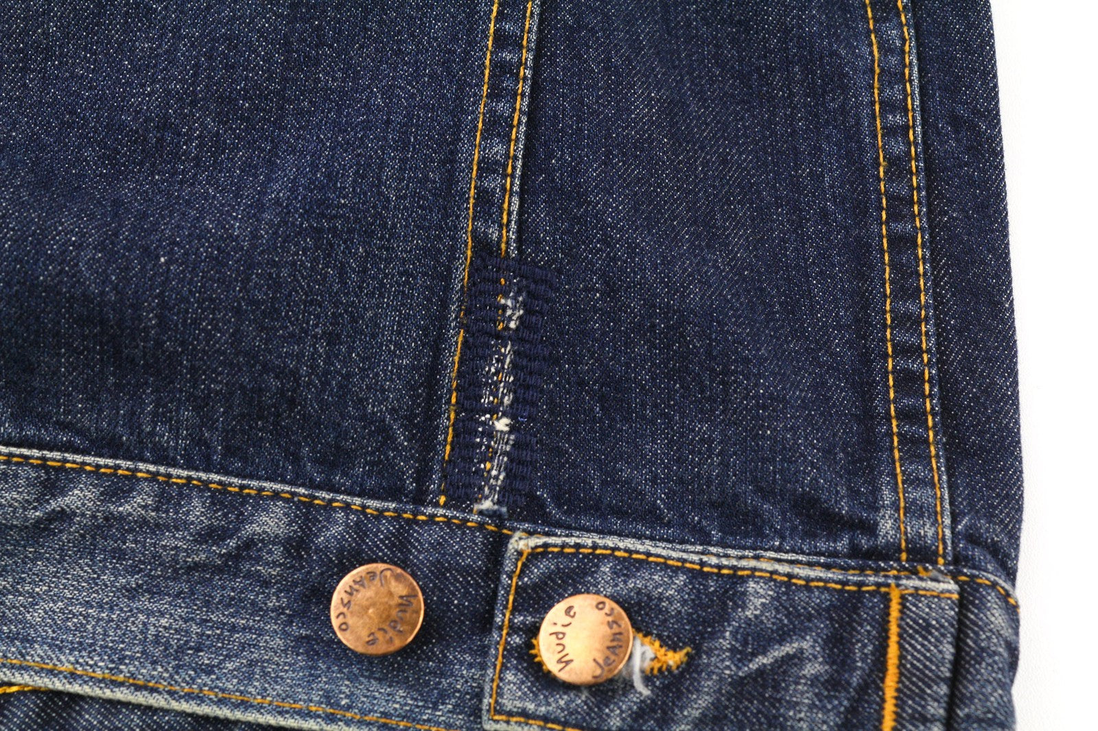 NUDIE JEANS Terry Org. Kontrastingi vyriški S dydžio mėlyni polo marškinėliai išblukinto organinio džinso 