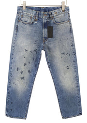 R13 Boyfriend Women Jeans 26 Jasper Cropped Whiskers Faded Blue PF25 RRP699