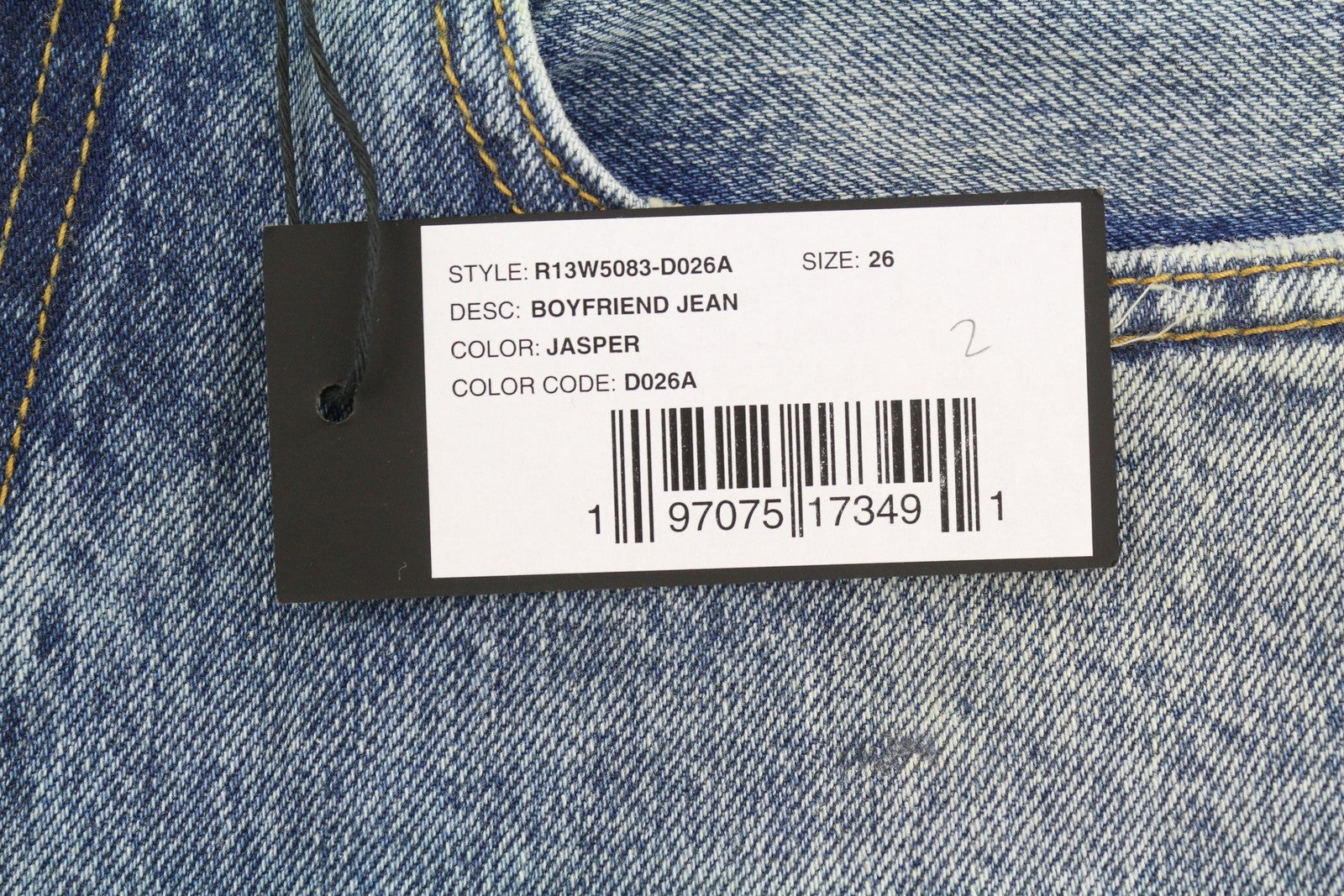 R13 Boyfriend Women Jeans 26 Jasper Cropped Whiskers Faded Blue PF25 RRP699