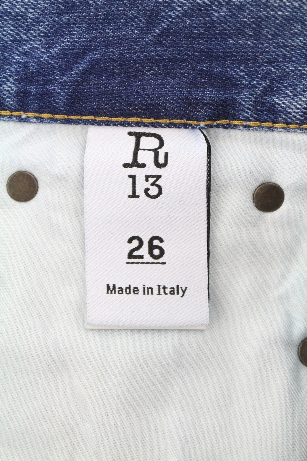 R13 Boyfriend Women Jeans 26 Jasper Cropped Whiskers Faded Blue PF25 RRP699