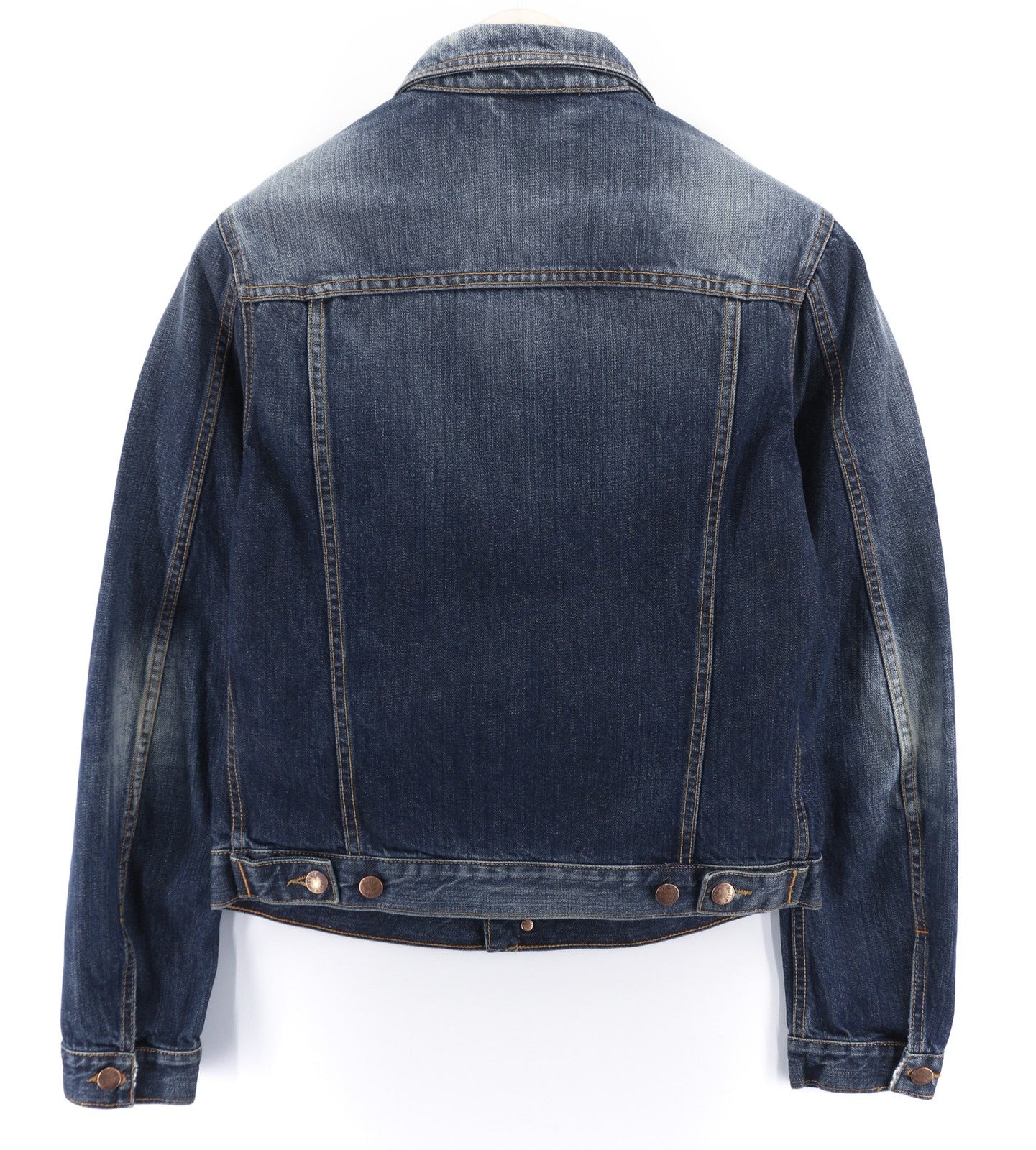 NUDIE JEANS Terry Org. kontrastingi vyriški S dydžio polo marškinėliai su išblukusiu džinsu 