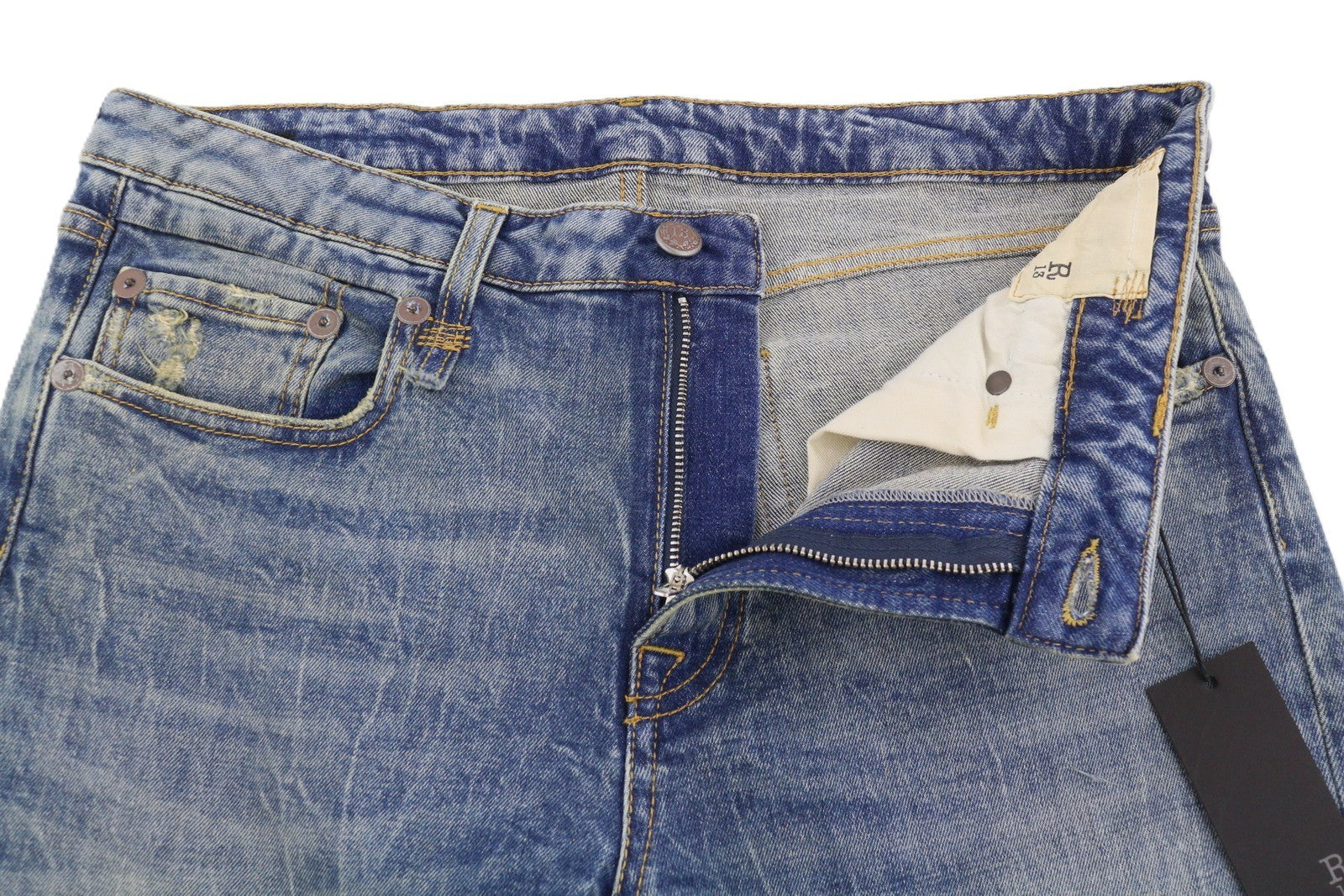 R13 Boy Straight Women Jeans 31 Kelly Stretch Cropped Washed Blue FW25 RRP699