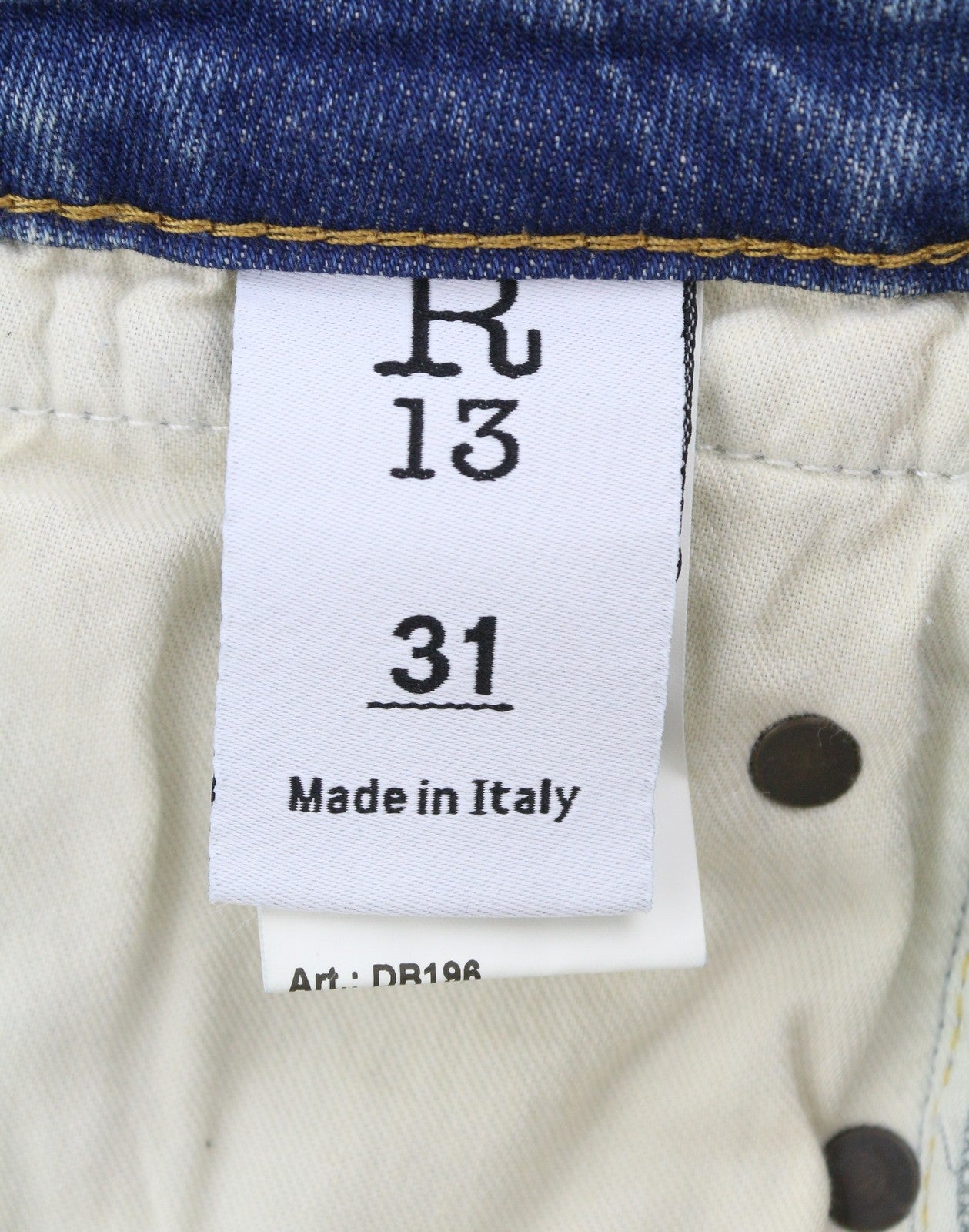 R13 Boy Straight Women Jeans 31 Kelly Stretch Cropped Washed Blue FW25 RRP699