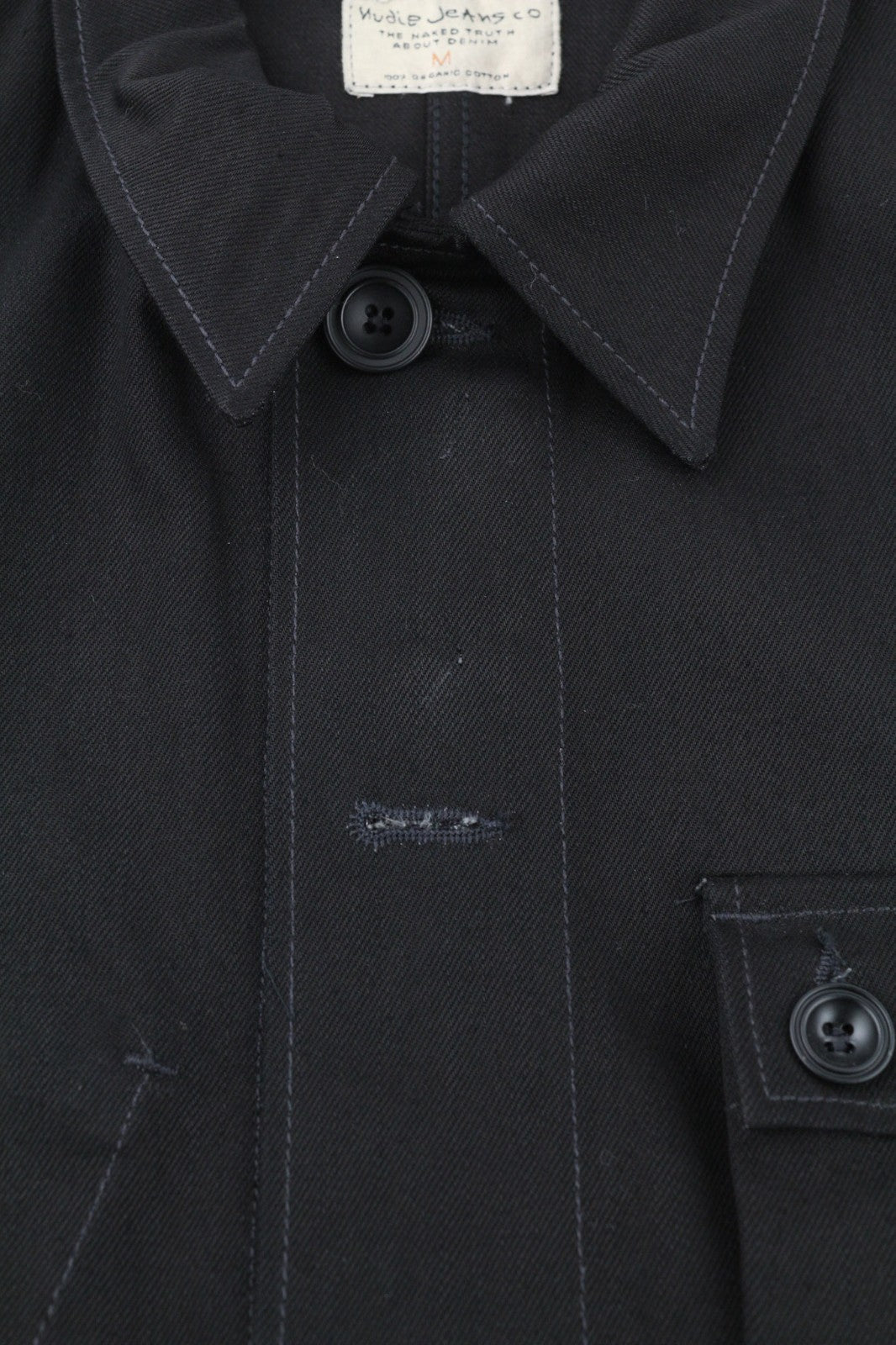 NUDIE JEANS 81715 Men's M Black Denim Polo Neck Organic Cotton Jacket