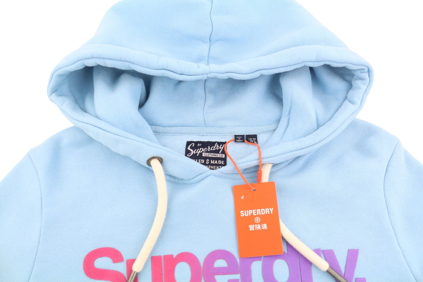 SUPERDRY Tonal Rainbow Core Logo moteriškas džemperis su gobtuvu, 38 dydžio, mėlynas, megztinis su kengūros kišene 