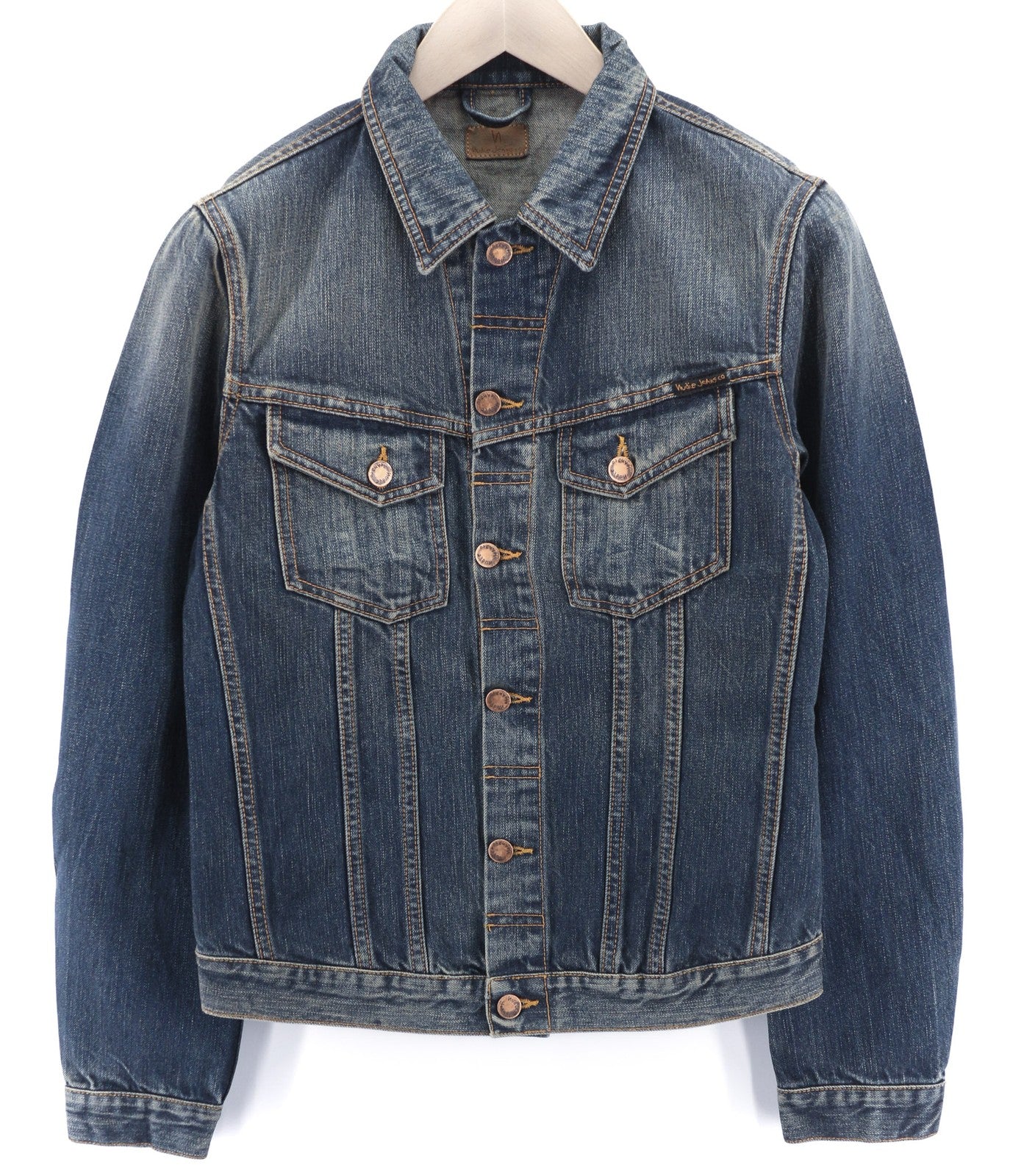 NUDIE JEANS Billy Dark Authentic vyriški mėlyni džinsiniai polo marškinėliai be pamušalo. 