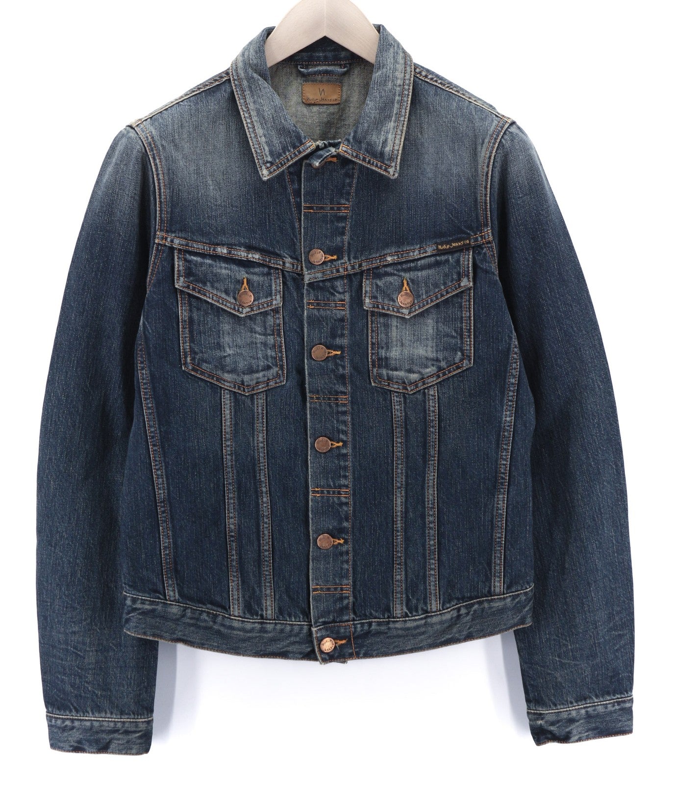 NUDIE JEANS Billy Dark Authentic vyriška mėlyna polo džinsinė striukė 