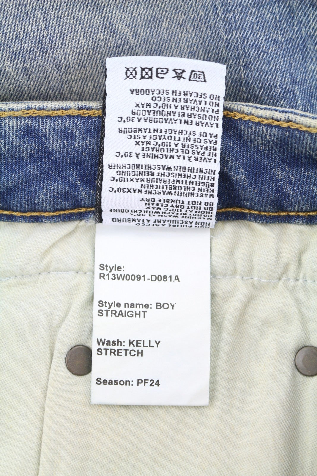 R13 berniukiški tiesūs moteriški džinsai 28 Kelly tamprūs trumpi užtrauktuku, išblukintos mėlynos spalvos RRP699 