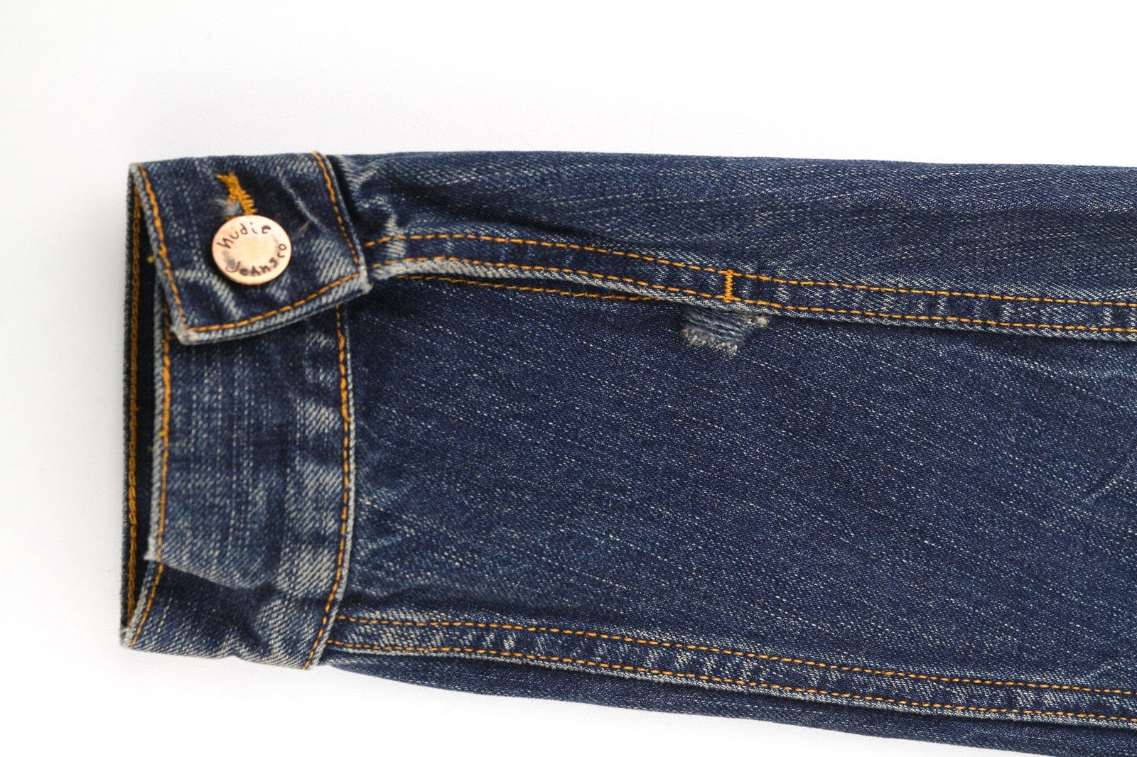 NUDIE JEANS Billy Dark Authentic Men's S Polo Neck Faded Denim Jacket