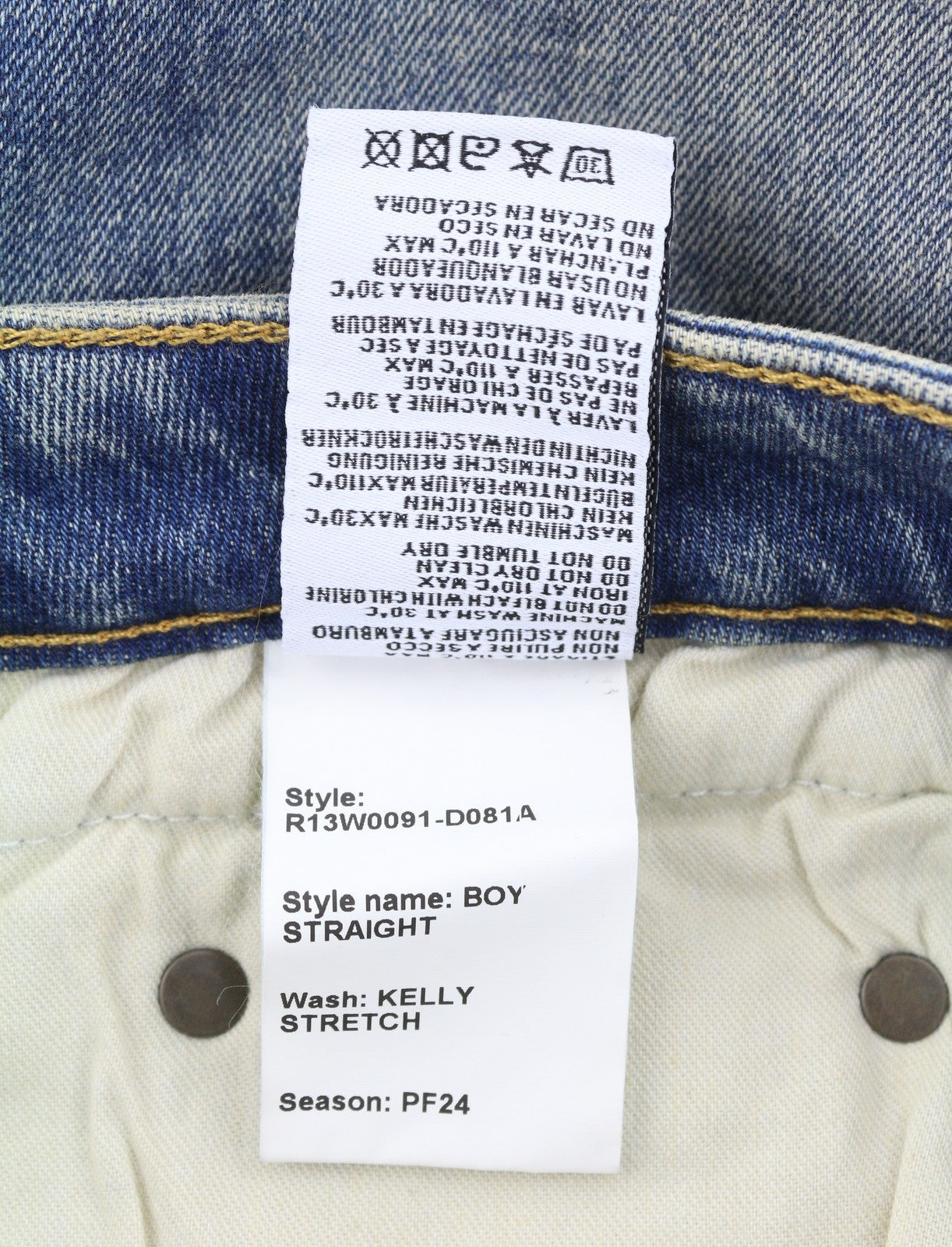 R13 berniukiški tiesūs moteriški džinsai 29 Kelly tamprūs trumpi užtrauktuku, išblukintos mėlynos spalvos RRP699 