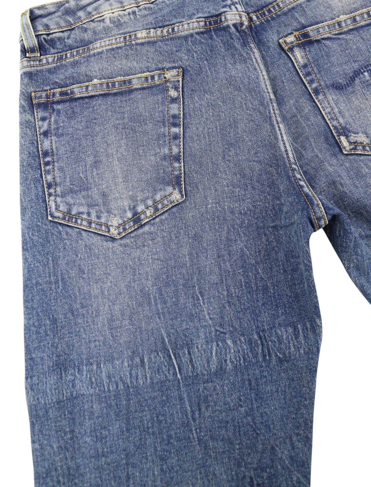 R13 berniukiški tiesūs moteriški džinsai 29 Kelly tamprūs trumpi užtrauktuku, išblukintos mėlynos spalvos RRP699 