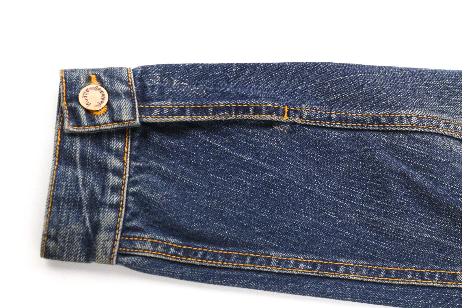 NUDIE JEANS Billy Dark Authentic vyriškas S dydžio mėlynas logotipo išblukęs džinsinis švarkas 