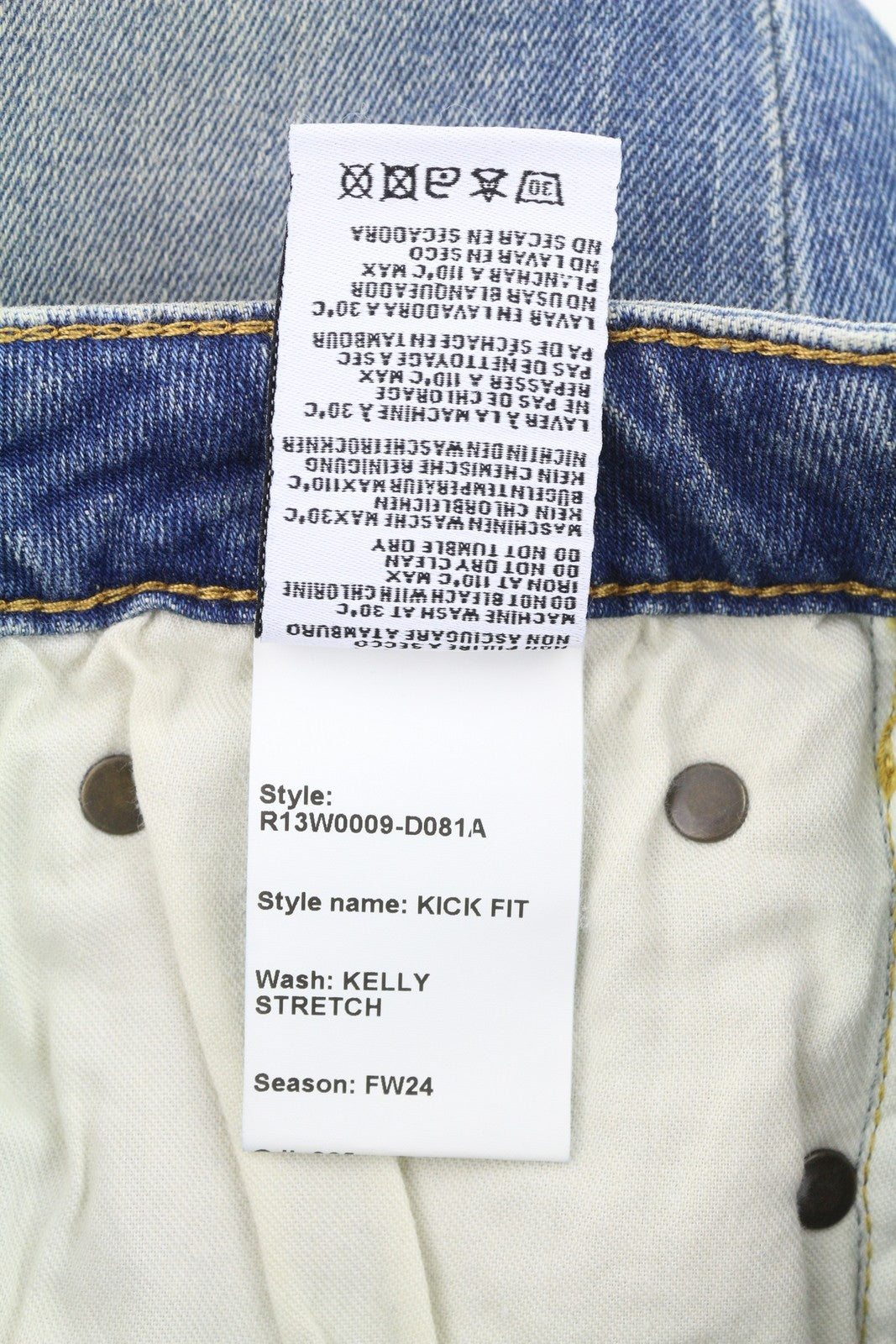 R13 Kick Fit Women Jeans 27 Kelly Stretch Flare Cropped Faded Blue Denim RRP699