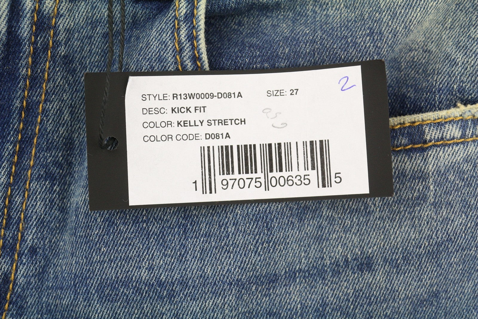 R13 Kick Fit Women Jeans 27 Kelly Stretch Flare Cropped Faded Blue Denim RRP699