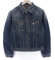 NUDIE JEANS Billy Dark Authentic vyriški S dydžio išblukintos mėlynos spalvos polo marškinėliai be pamušalo 