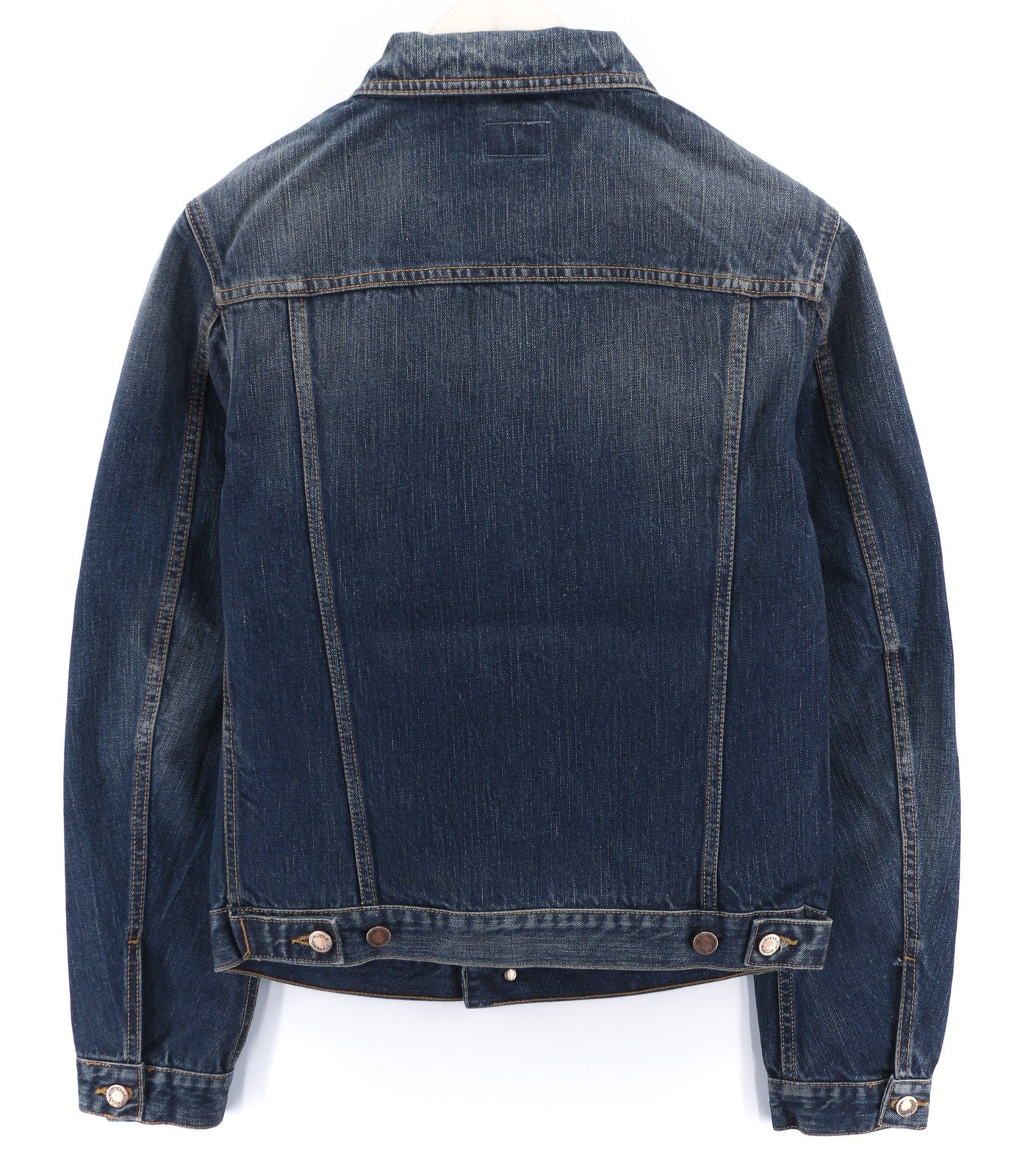 NUDIE JEANS Billy Dark Authentic vyriški S dydžio išblukintos mėlynos spalvos polo marškinėliai be pamušalo 