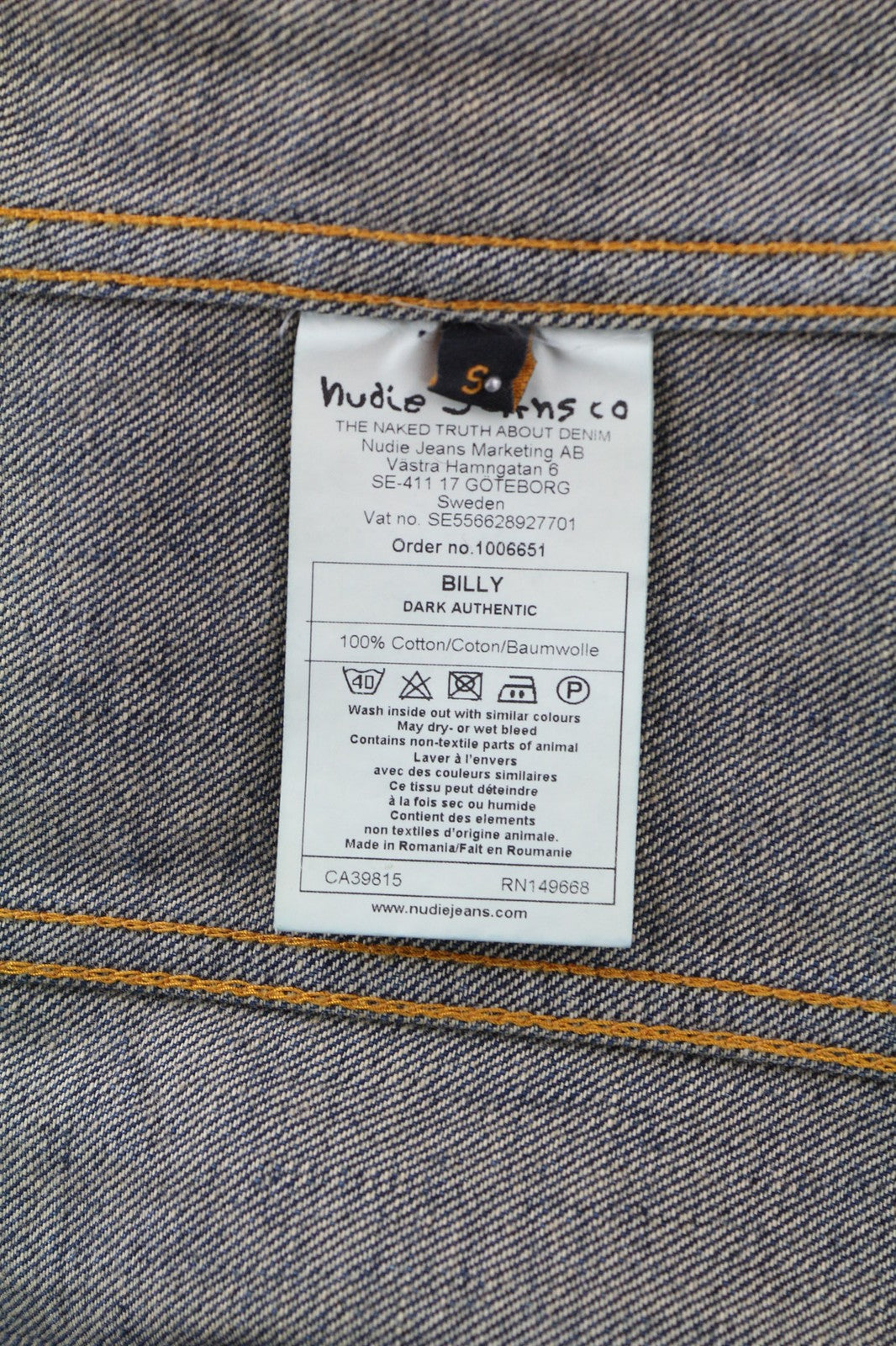 NUDIE JEANS Billy Dark Authentic Men's S Faded Blue Pockets Denim Jacket