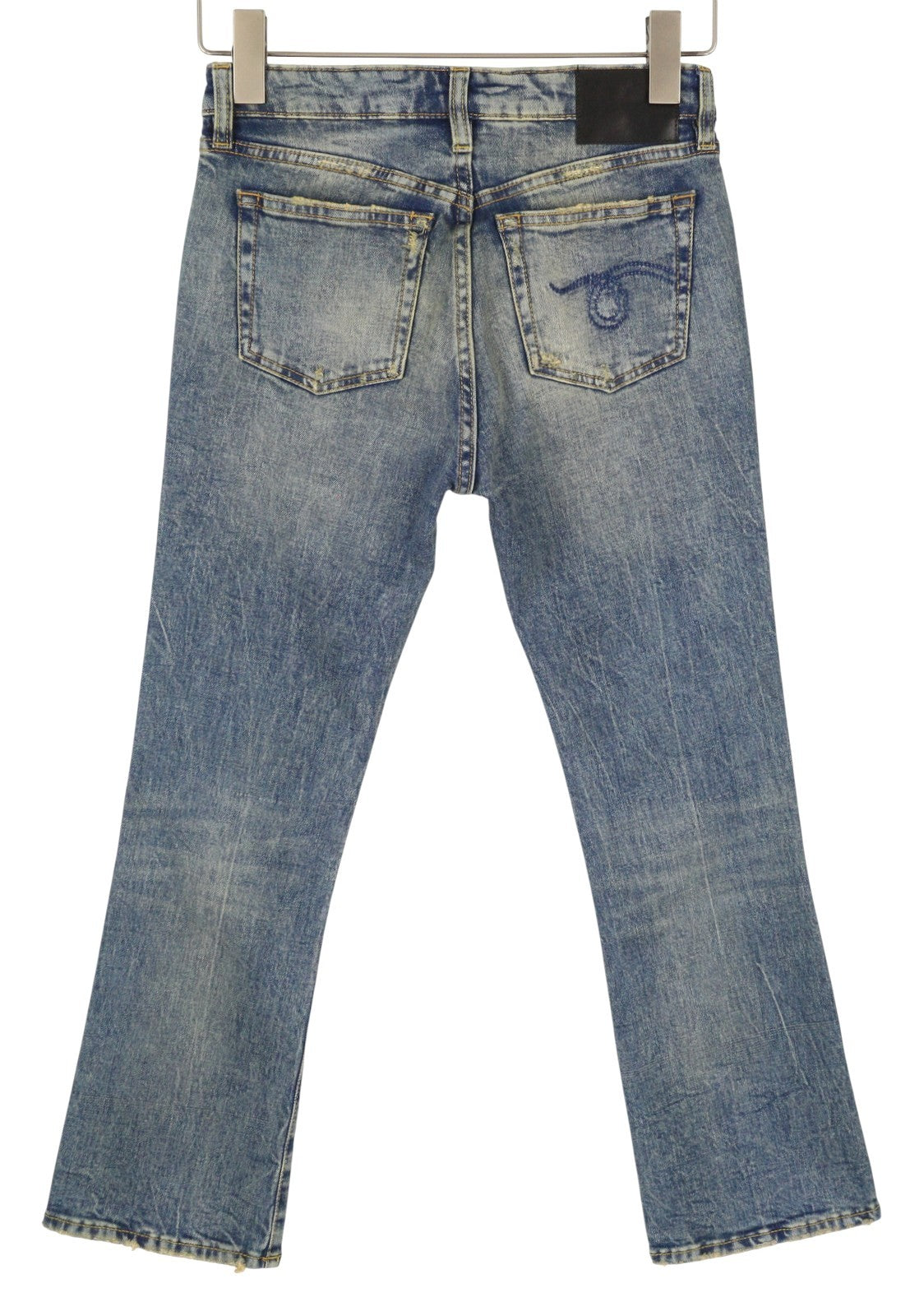 R13 Kick Fit Women Jeans 24 Kelly Stretch Flare Cropped Faded Blue FW25 RRP699