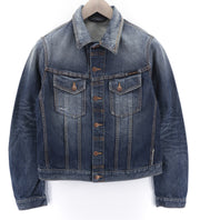 NUDIE JEANS Terry Org. Contrast Men's S Blue Faded Denim Polo Jacket