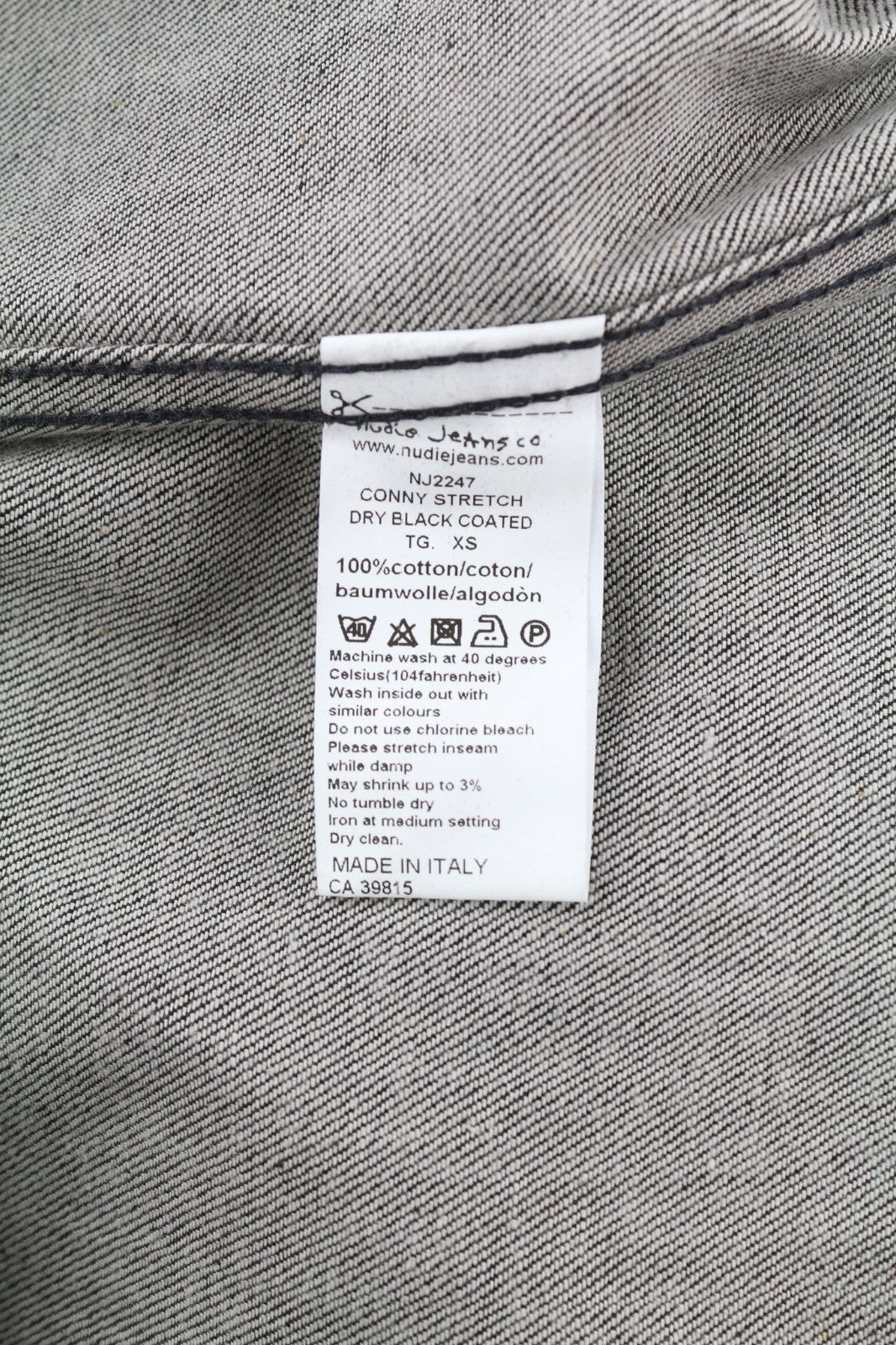 NUDIE JEANS Conny Stretch Dry Black Coated Men's XS Polo Button Jacket