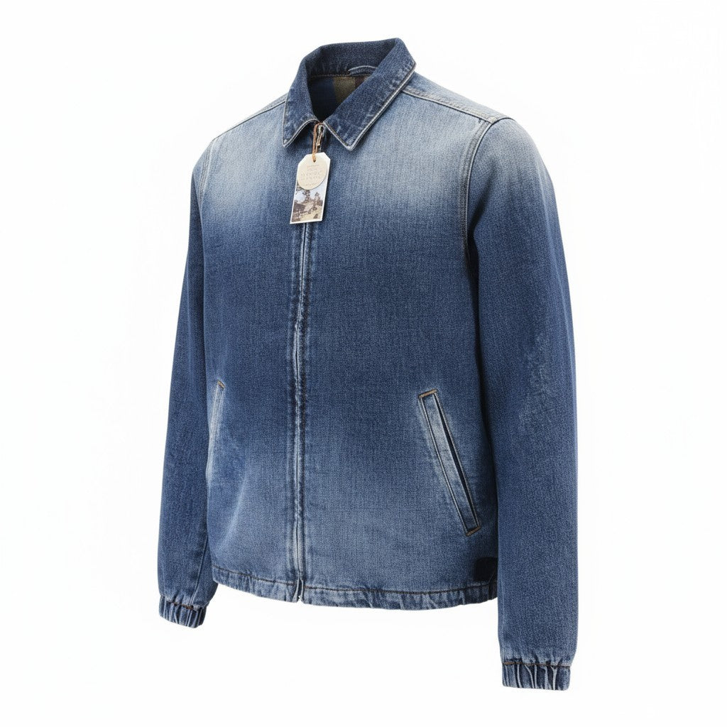 NUDIE JEANS Torkel Vintage Blue vyriška XS dydžio vilnonė polo striukė su išblukusiomis kišenėmis 