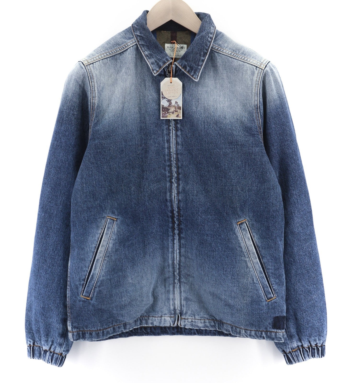 NUDIE JEANS Torkel Vintage Blue Men's XS Faded Polo Pockets Wool Jacket