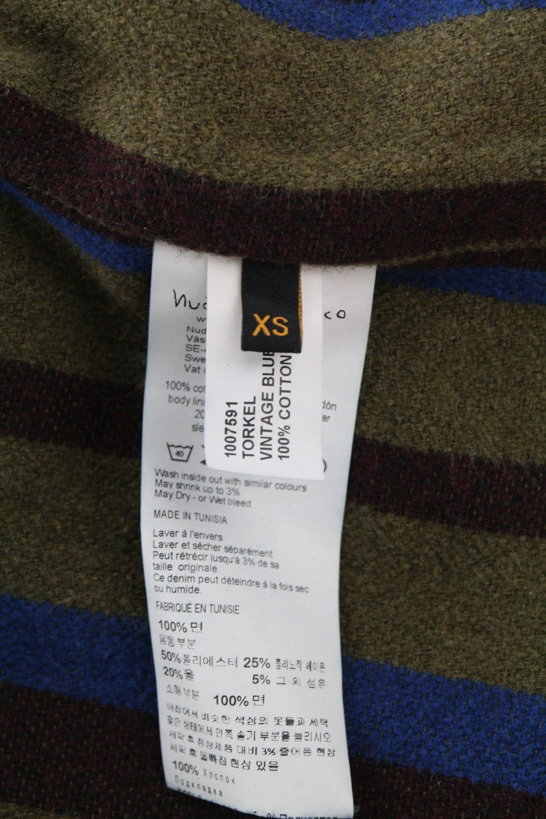 NUDIE JEANS Torkel Vintage Blue Men's XS Faded Polo Pockets Wool Jacket