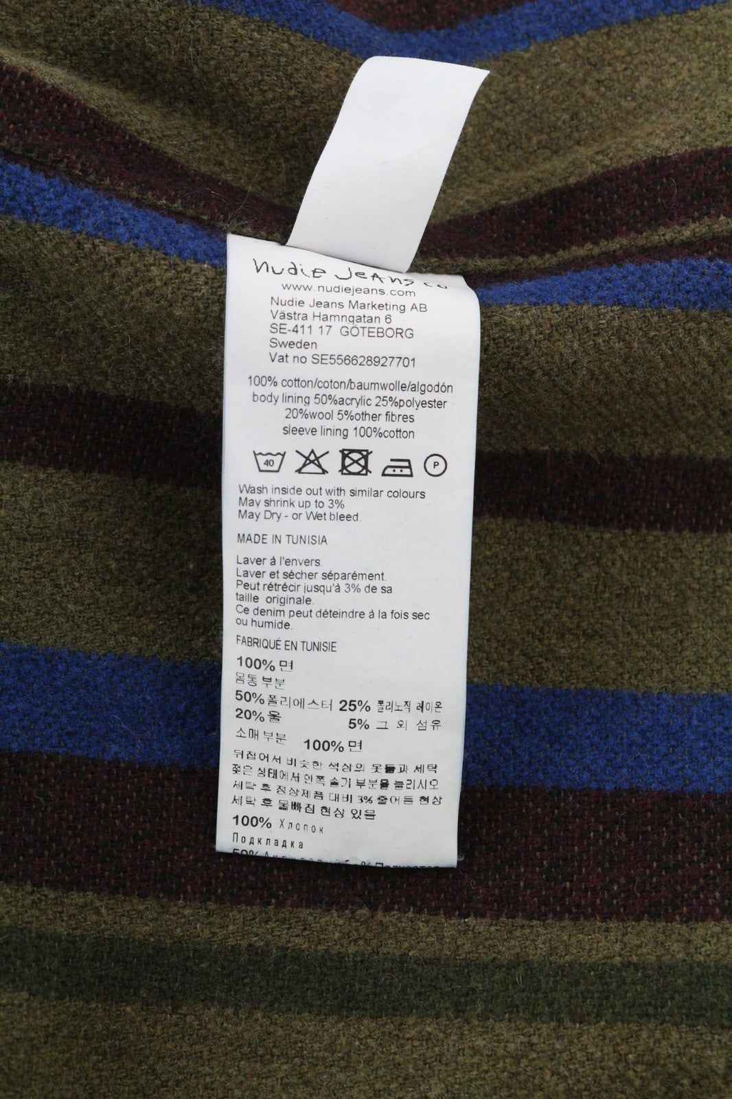 NUDIE JEANS Torkel Vintage Blue Men's XS Faded Polo Pockets Wool Jacket