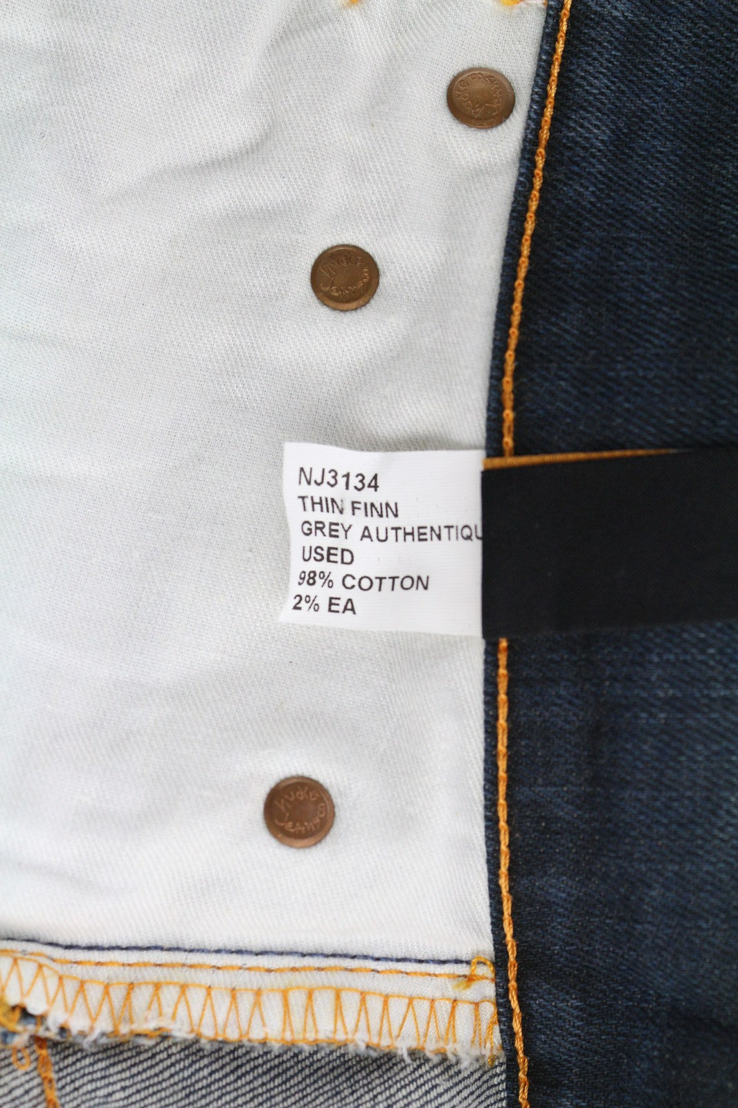 NUDIE JEANS Thin Finn Grey Authentique Dėvėti Vyriški W31/L34 Slim Zip Džinsai 