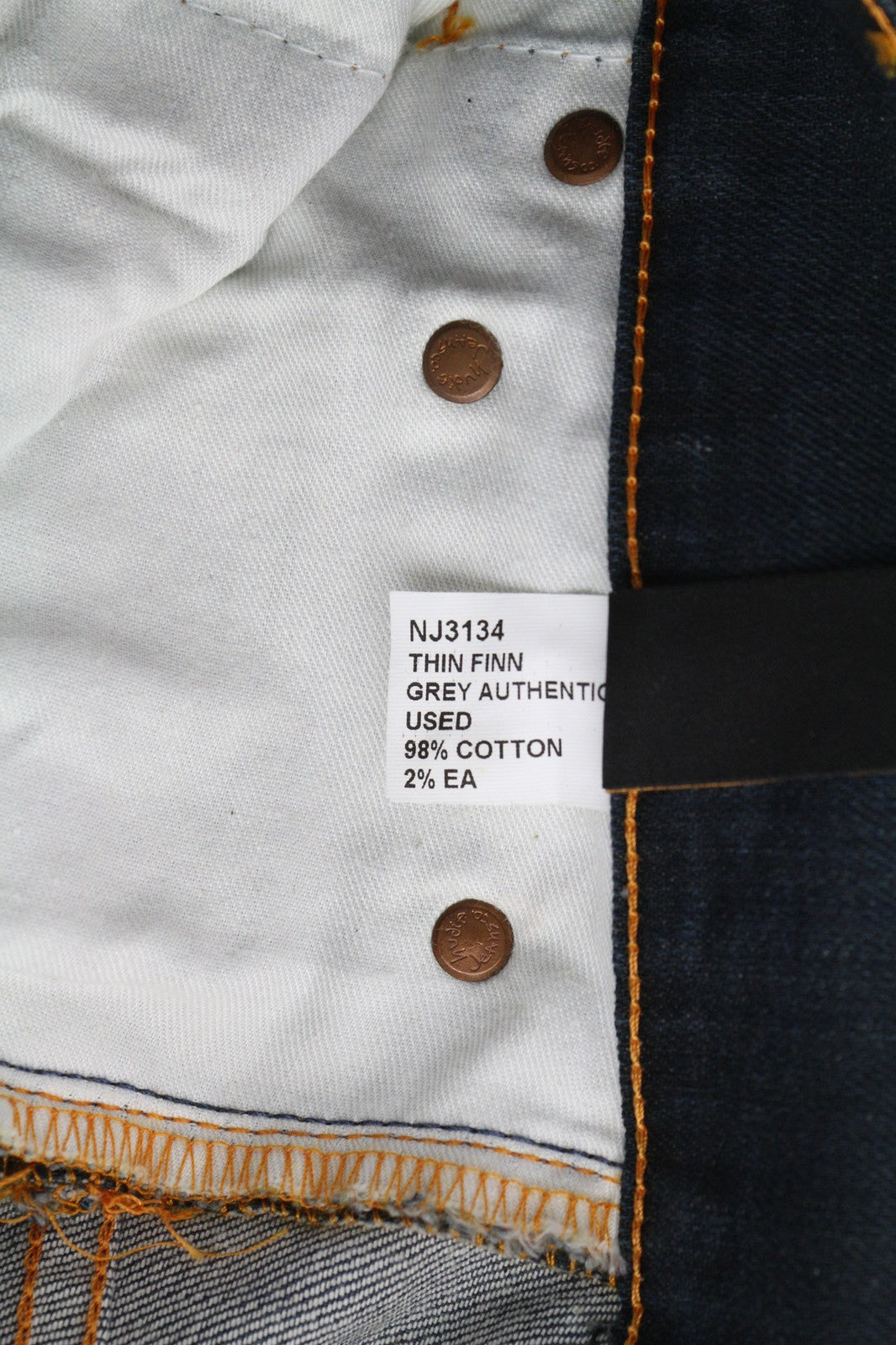 NUDIE JEANS ploni, pilki, autentiški, dėvėti vyriški džinsai su užtrauktuku 