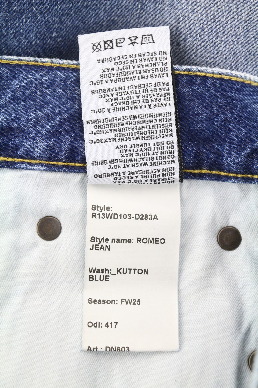 R13 Romeo Women Jeans 26 Hutton Blue Faded Denim Cropped Zip Fly FW25 RRP799