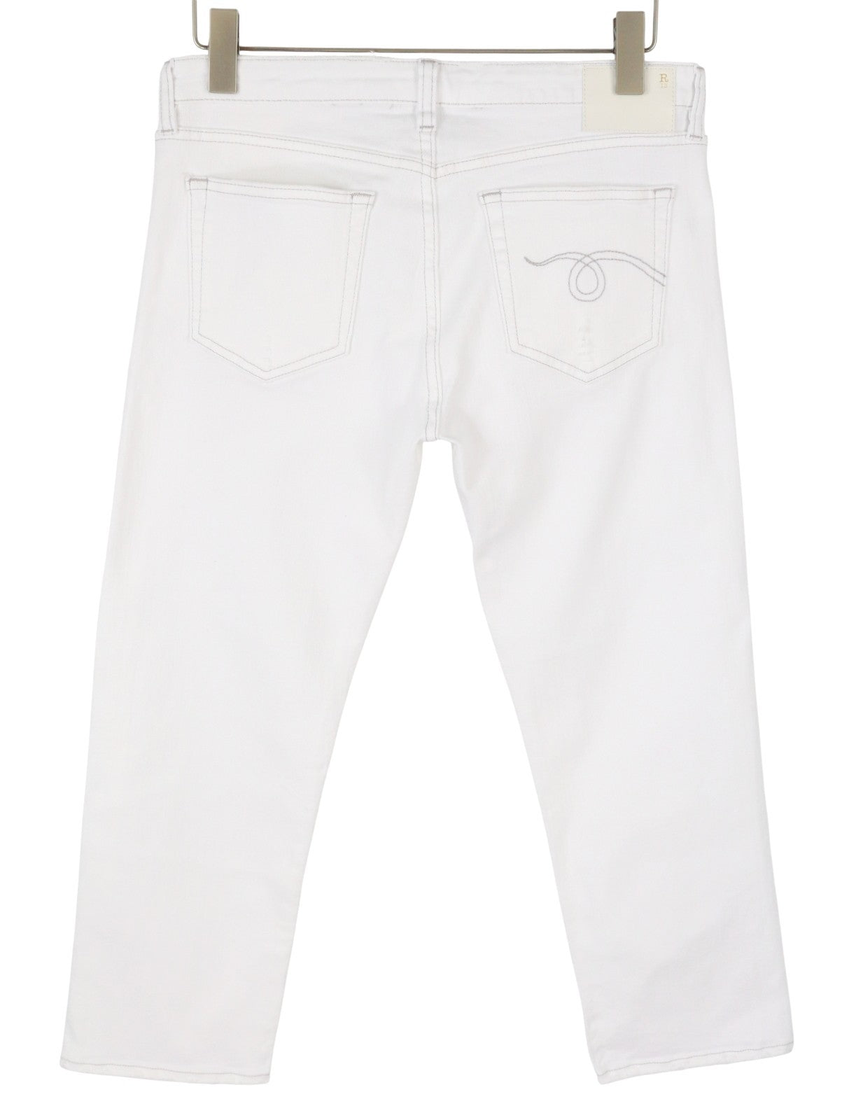 R13 Boy Straight Women Jeans 30 Bale White Cropped Ankle Zip Fly PS25 RRP499