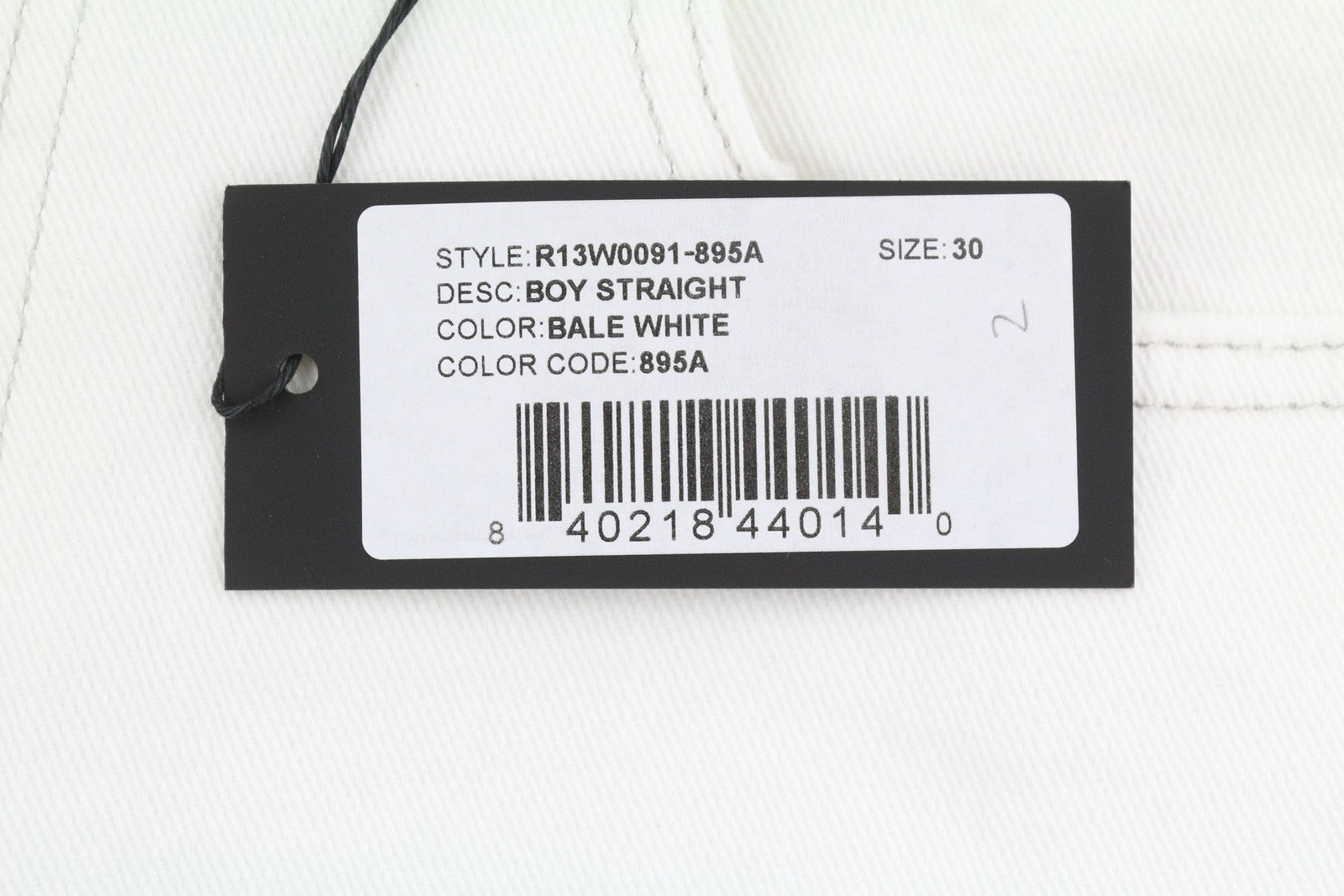 R13 Boy Straight Women Jeans 30 Bale White Cropped Ankle Zip Fly PS25 RRP499