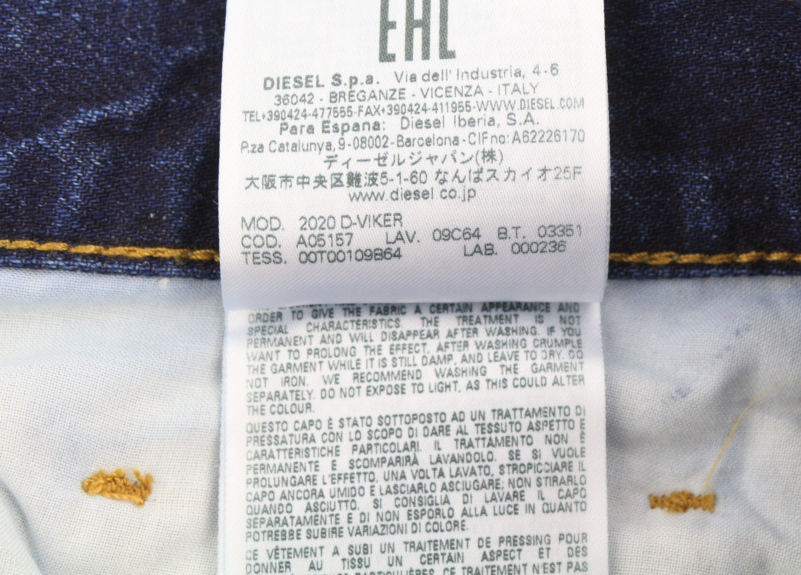 DIESEL 2020 D-Viker 09C64 vyriški džinsai W31/L30 įprasto kirpimo tiesaus kirpimo, blukusios mėlynos spalvos 