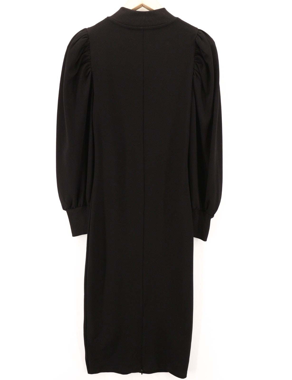 JOHN RICHMOND moteriška suknelė S juoda pūsta ilgomis rankovėmis imitacine iškirpte laisvalaikio stiliaus logotipu 