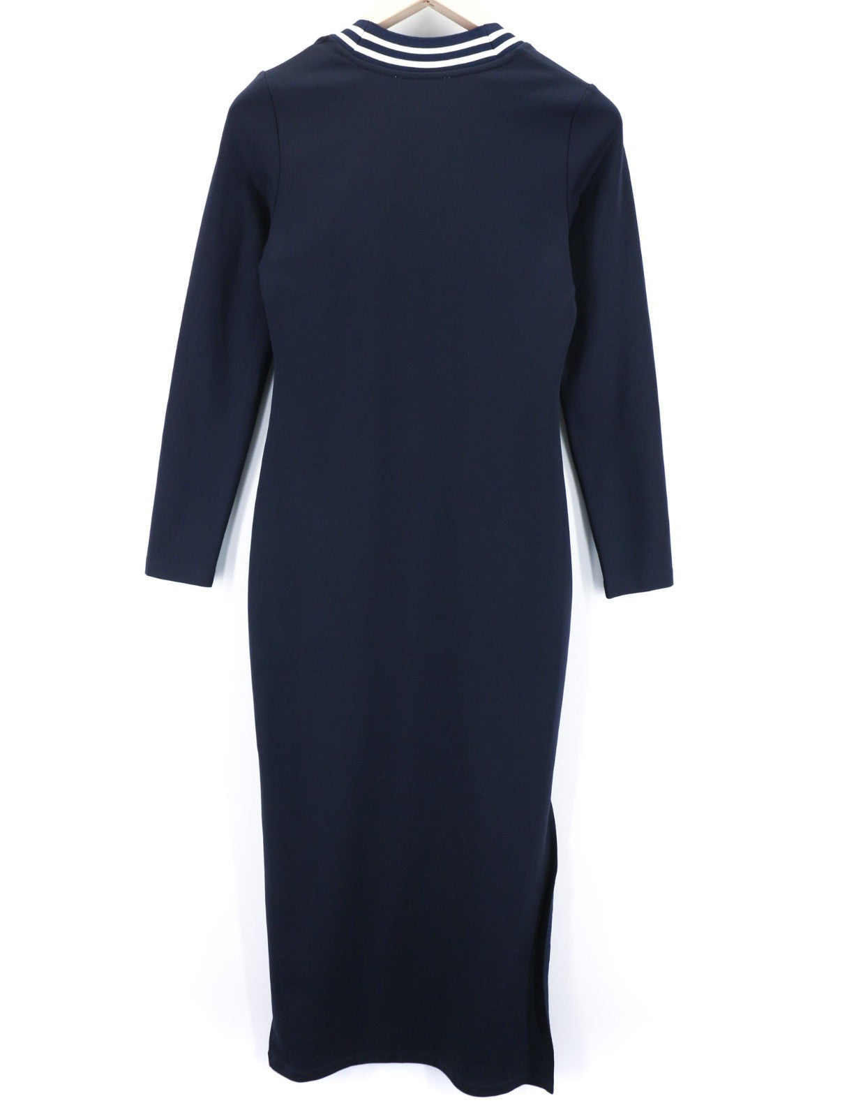 RICHMOND Women's Dress S Dark Blue V-Neck Long Sleeve Split Fitted Front Logo