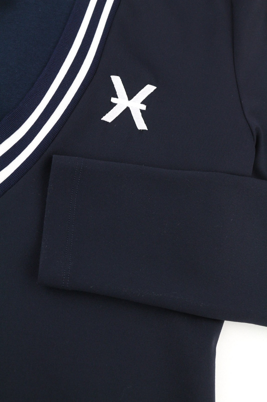 RICHMOND Women's Dress S Dark Blue V-Neck Long Sleeve Split Fitted Front Logo