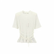 RICHMOND Women's T-Shirt S Off White Short Sleeve Strap Zip Logo All Seasons