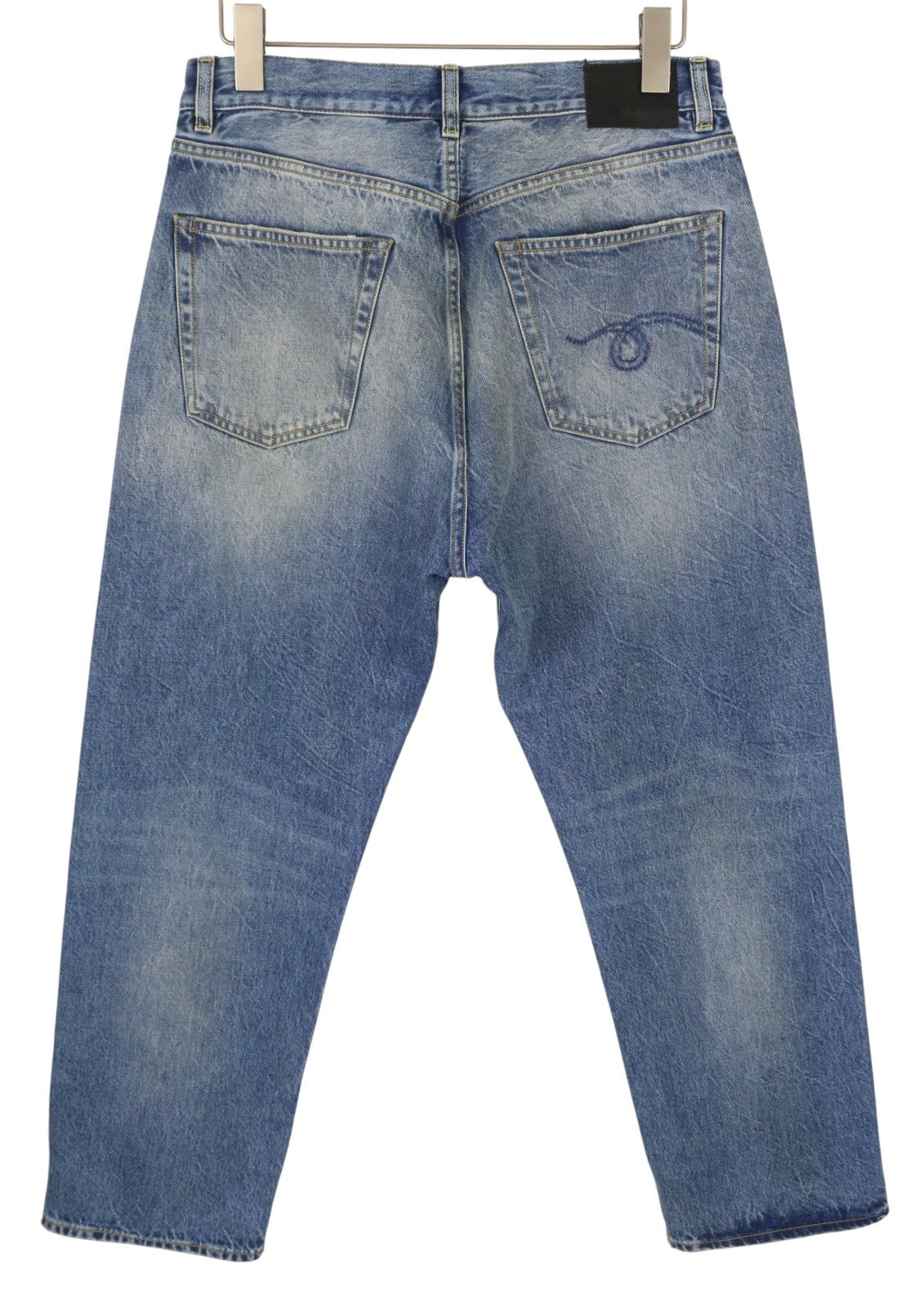 R13 Cuffed X-BF moteriški džinsai su rankogaliais 28 Jasper Straight Fit Ūsai Išblukęs Džinsas PF25 