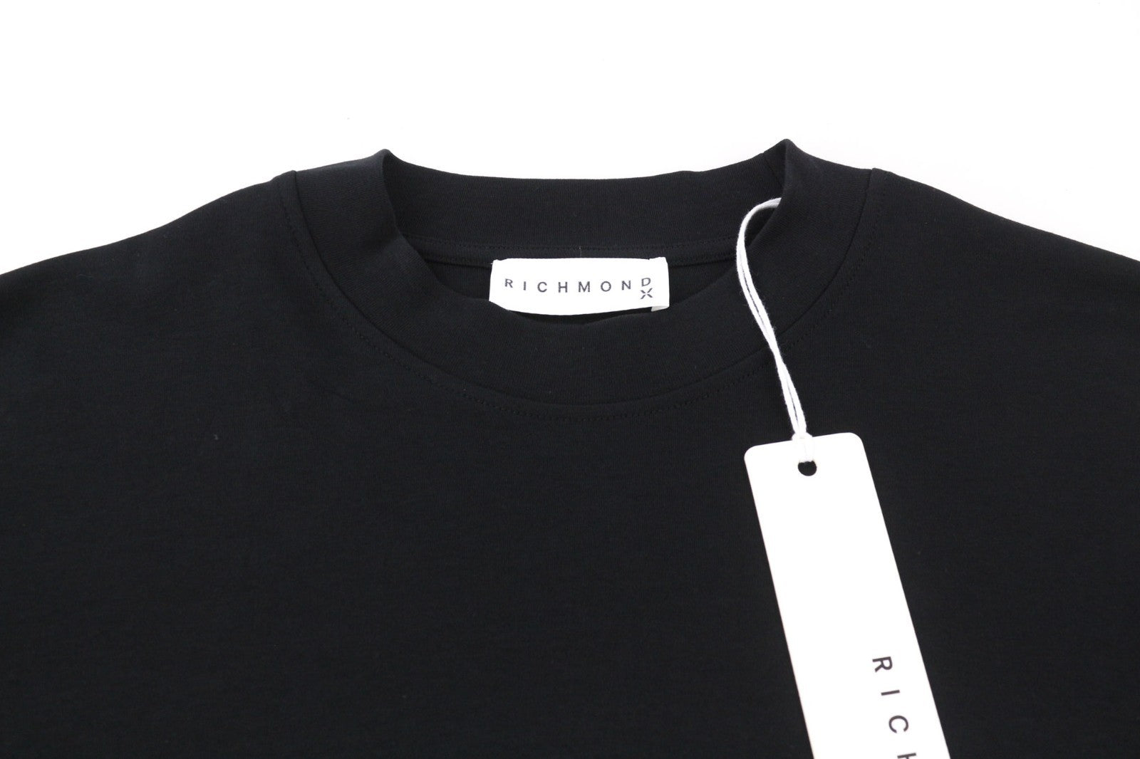 RICHMOND moteriški marškinėliai S dydžio juodi su dideliu apvaliu raštu ir tampriu medvilniniu logotipu 