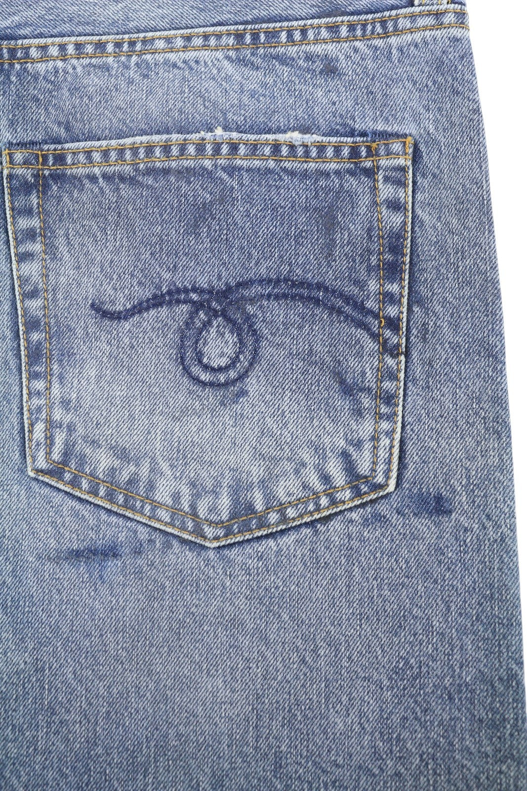 R13 Boyfriend Women Jeans 28 Jasper Whiskers Faded Cropped Blue PF25 RRP699