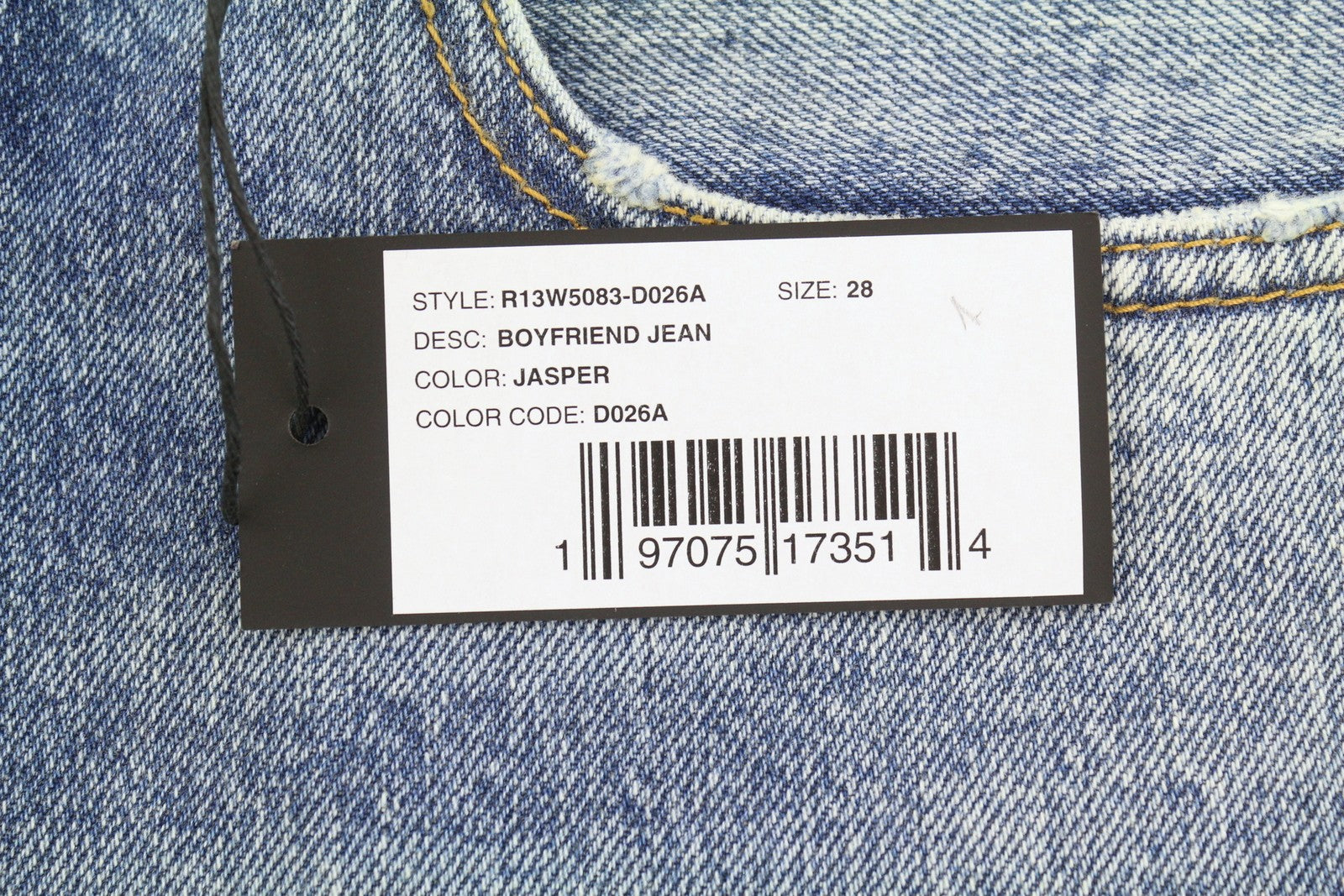 R13 Boyfriend Women Jeans 28 Jasper Whiskers Faded Cropped Blue PF25 RRP699