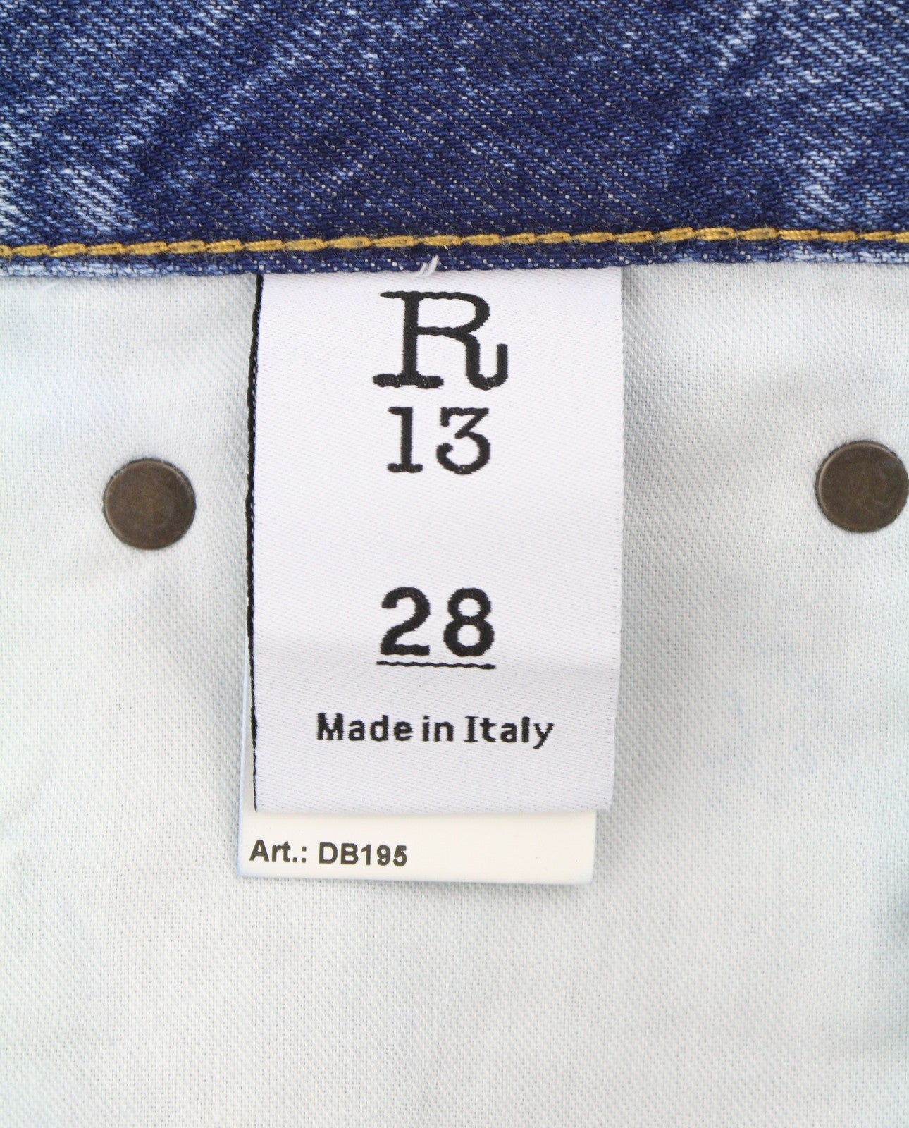 R13 Boyfriend Women Jeans 28 Jasper Whiskers Faded Cropped Blue PF25 RRP699