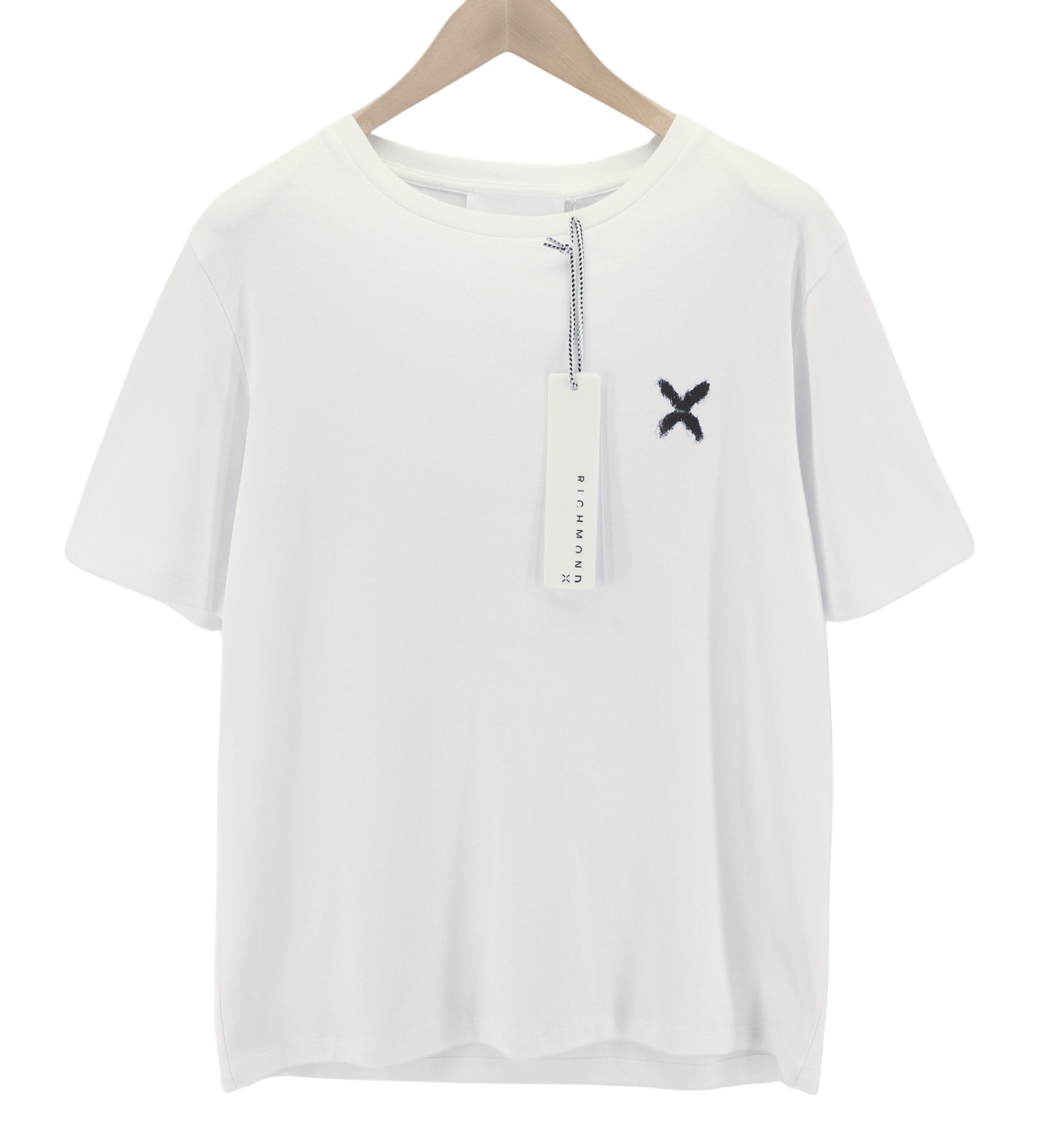 JOHN RICHMOND Women's T-Shirt S White Oversized Crew Cotton Logo Short Sleeve