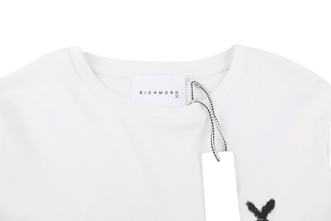 JOHN RICHMOND Women's T-Shirt S White Oversized Crew Cotton Logo Short Sleeve