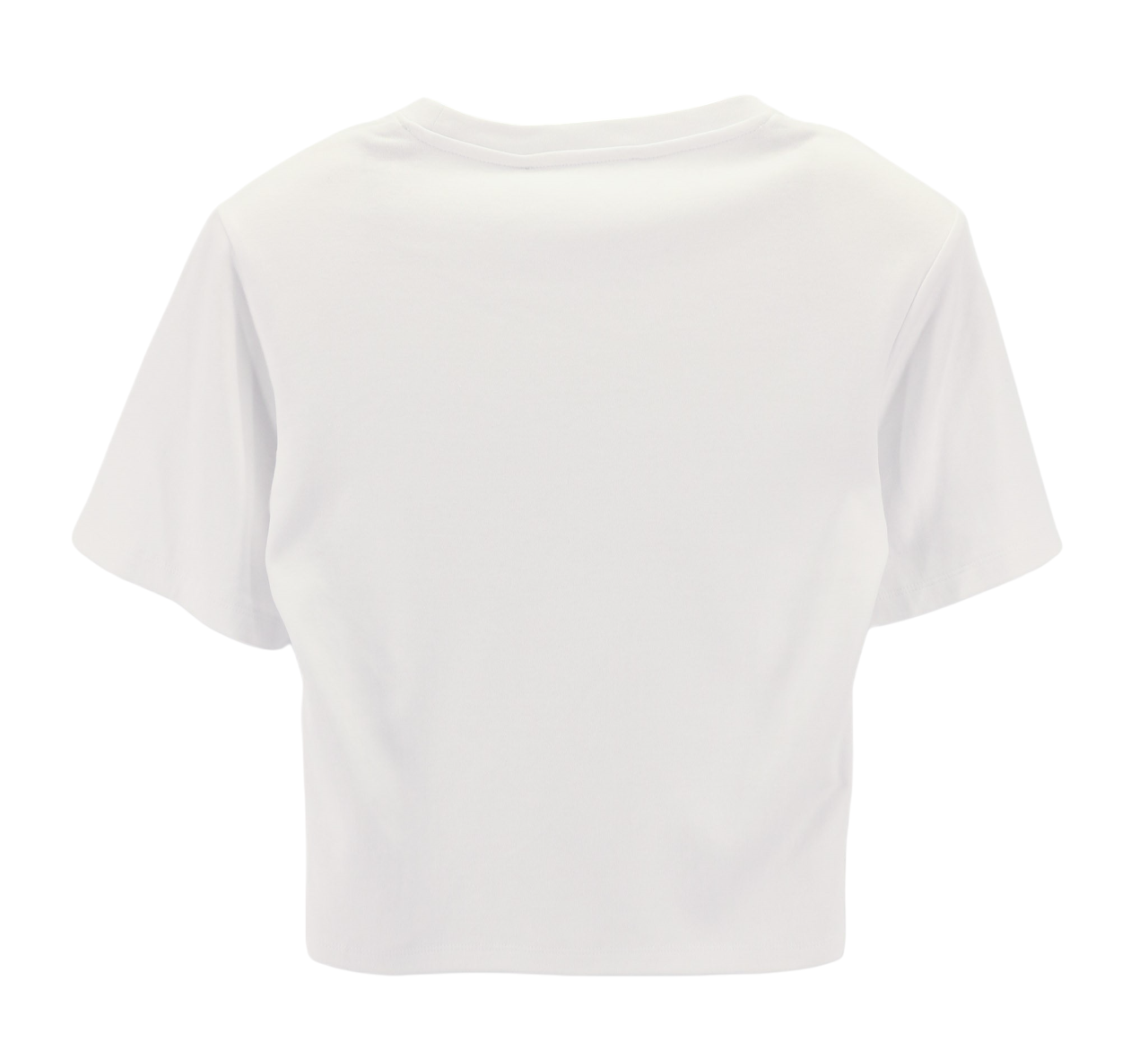 JOHN RICHMOND moteriški marškinėliai S balti su petukais ir apvaliais logotipu, trumpomis rankovėmis 