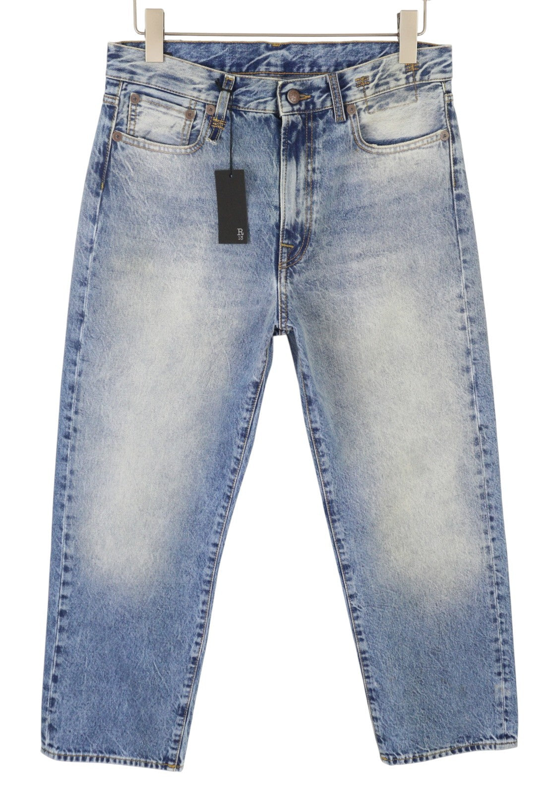 R13 Boyfriend moteriški džinsai, 28, Jasper trumpinti ūsai, išblukusi mėlyna spalva, FW25, RRP699 