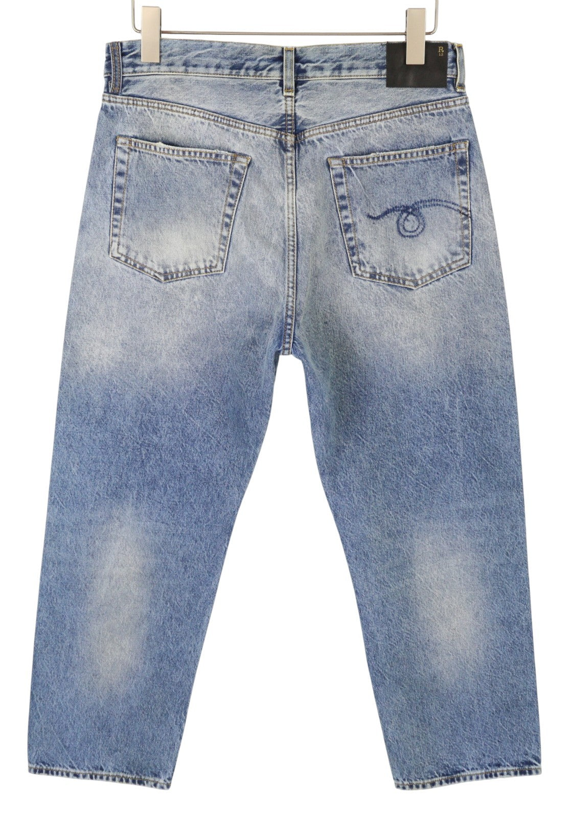 R13 Boyfriend Women Jeans 28 Jasper Cropped Whiskers Faded Blue FW25 RRP699