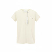JOHN RICHMOND Women's T-Shirt S Beige Crew Cotton Short Sleeve Stretch Logo
